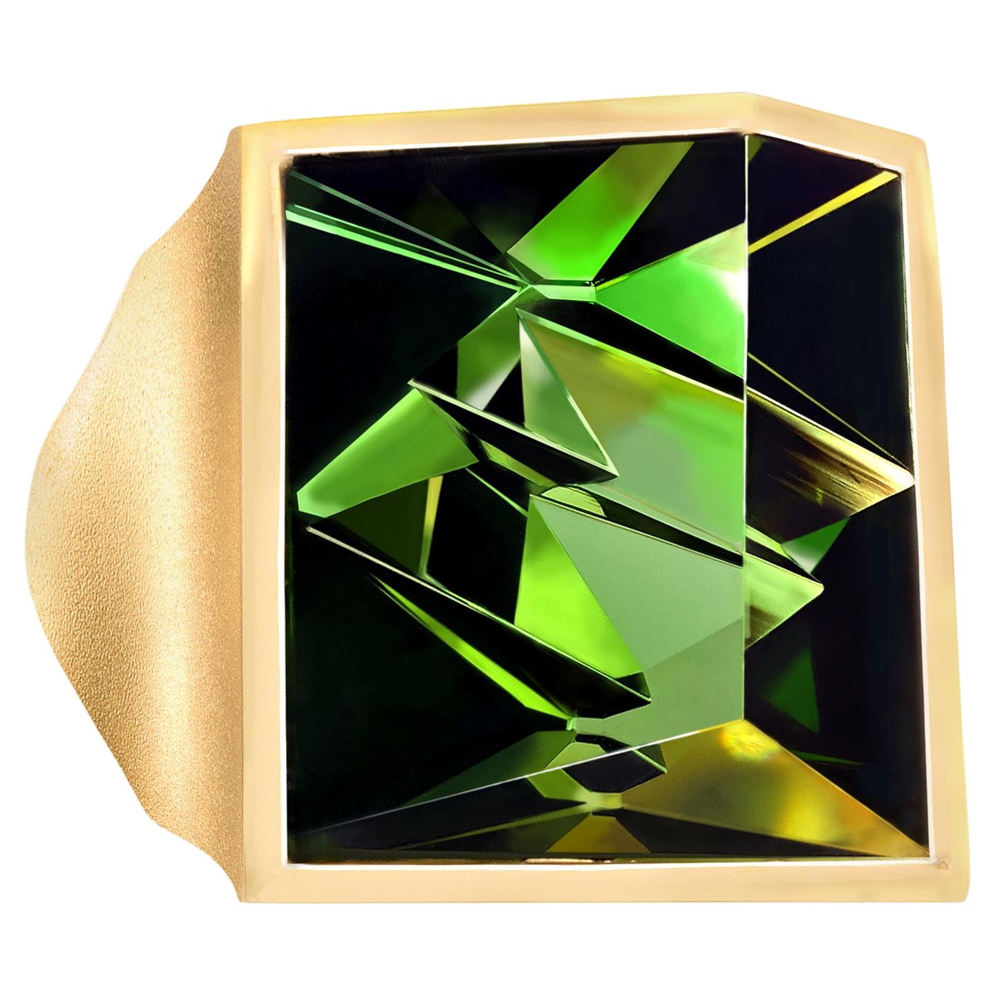 Atelier Munsteiner Finest 10.87 Carat Deep Green Tourmaline Cocktail Ring