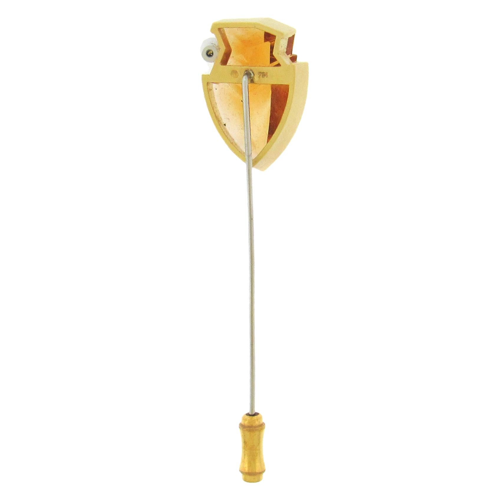 Shield Cut Atelier Munsteiner Gem Citrine Stickpin