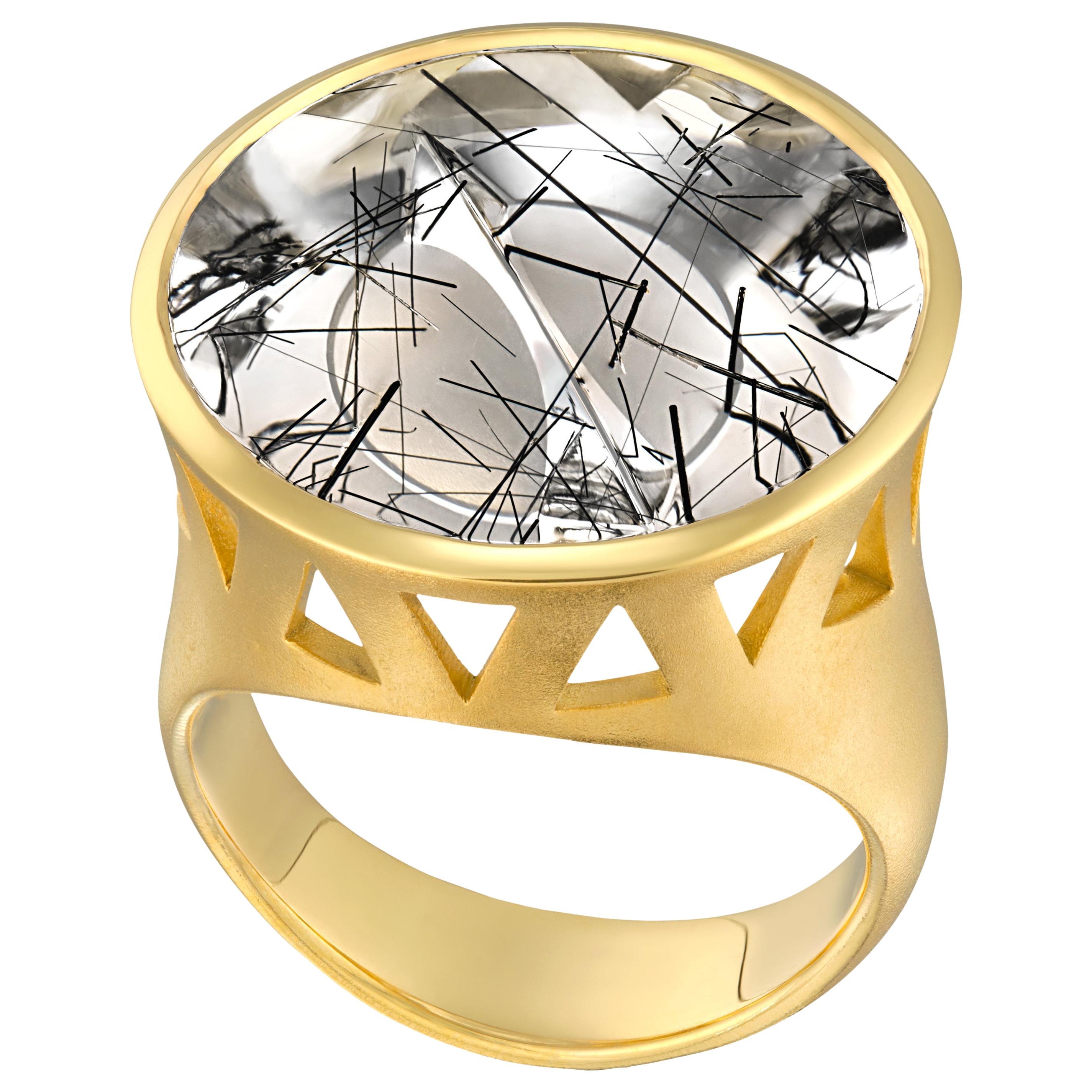 Atelier Munsteiner Magic Face Black Tourmaline Quartz One of a Kind Gold Ring