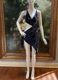 ATELIER Navy Blue & Black Silk & Rayon Jersey Backless & Sequined #3 Dre