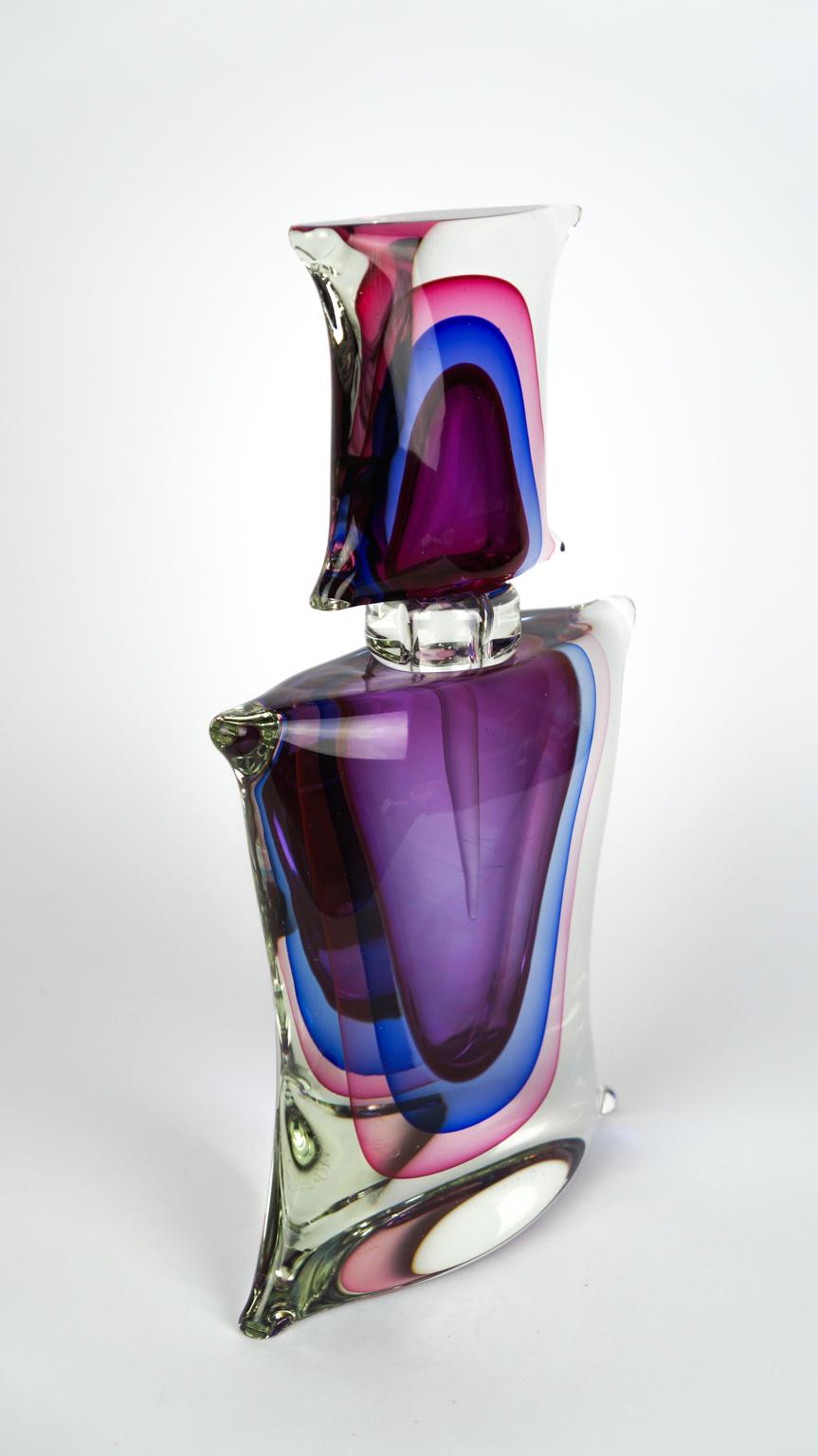 Atelier Oball Mid-Century Modern Two of Murano Glass Bottles Sommerso, 1994s For Sale 6
