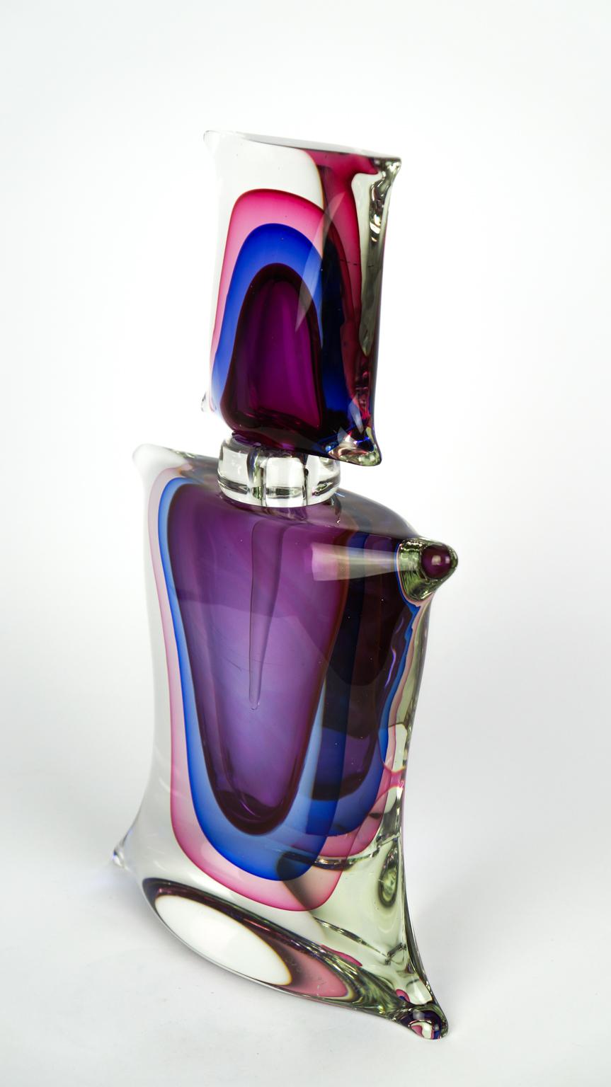 Atelier Oball Mid-Century Modern Two of Murano Glass Bottles Sommerso, 1994s For Sale 3