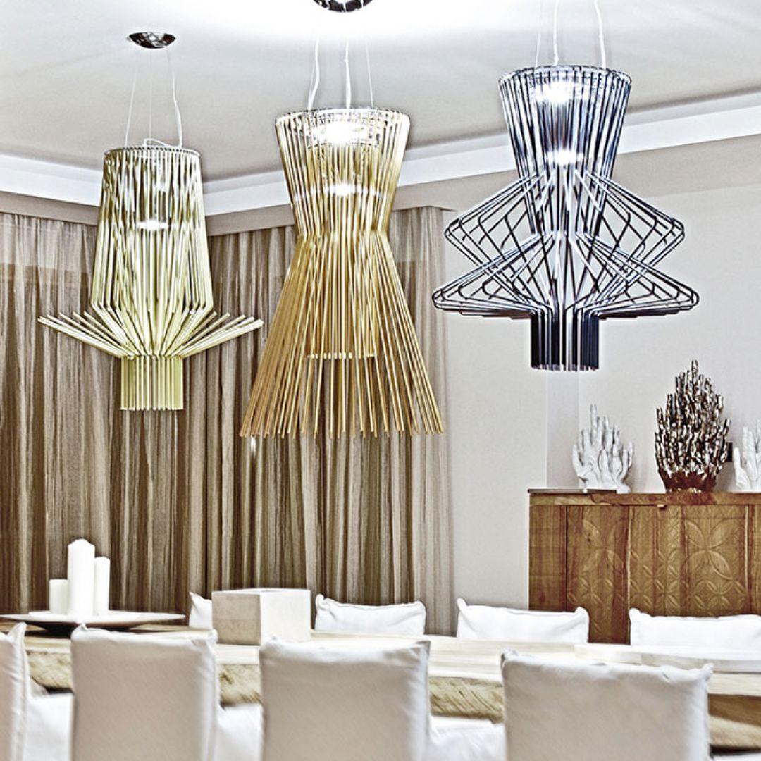 Lacquered Atelier Oi ‘Allegretto Assai’ Chandelier Lamp in Gold for Foscarini For Sale