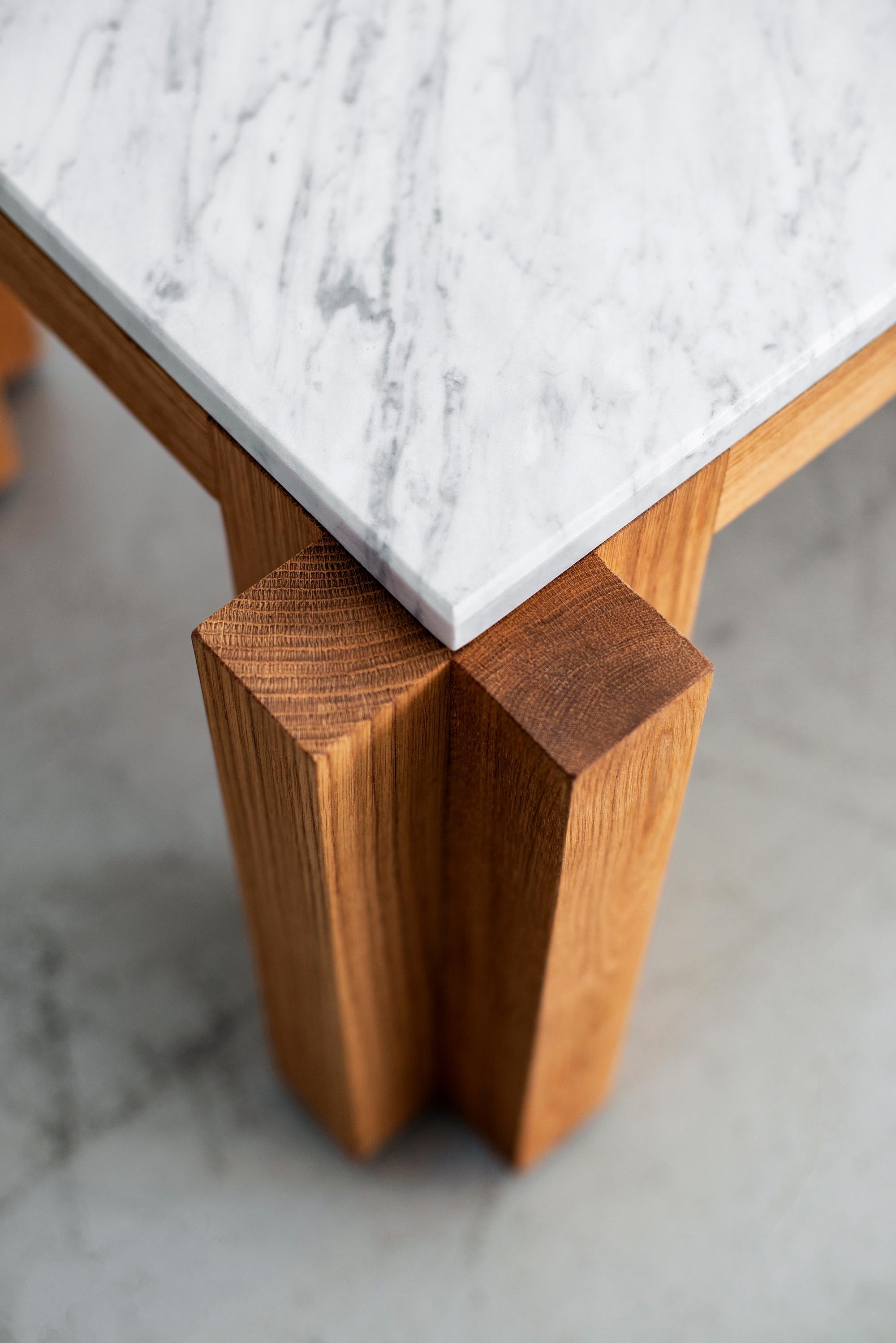 American Atelier Orange Oak and Marble Coffee Table