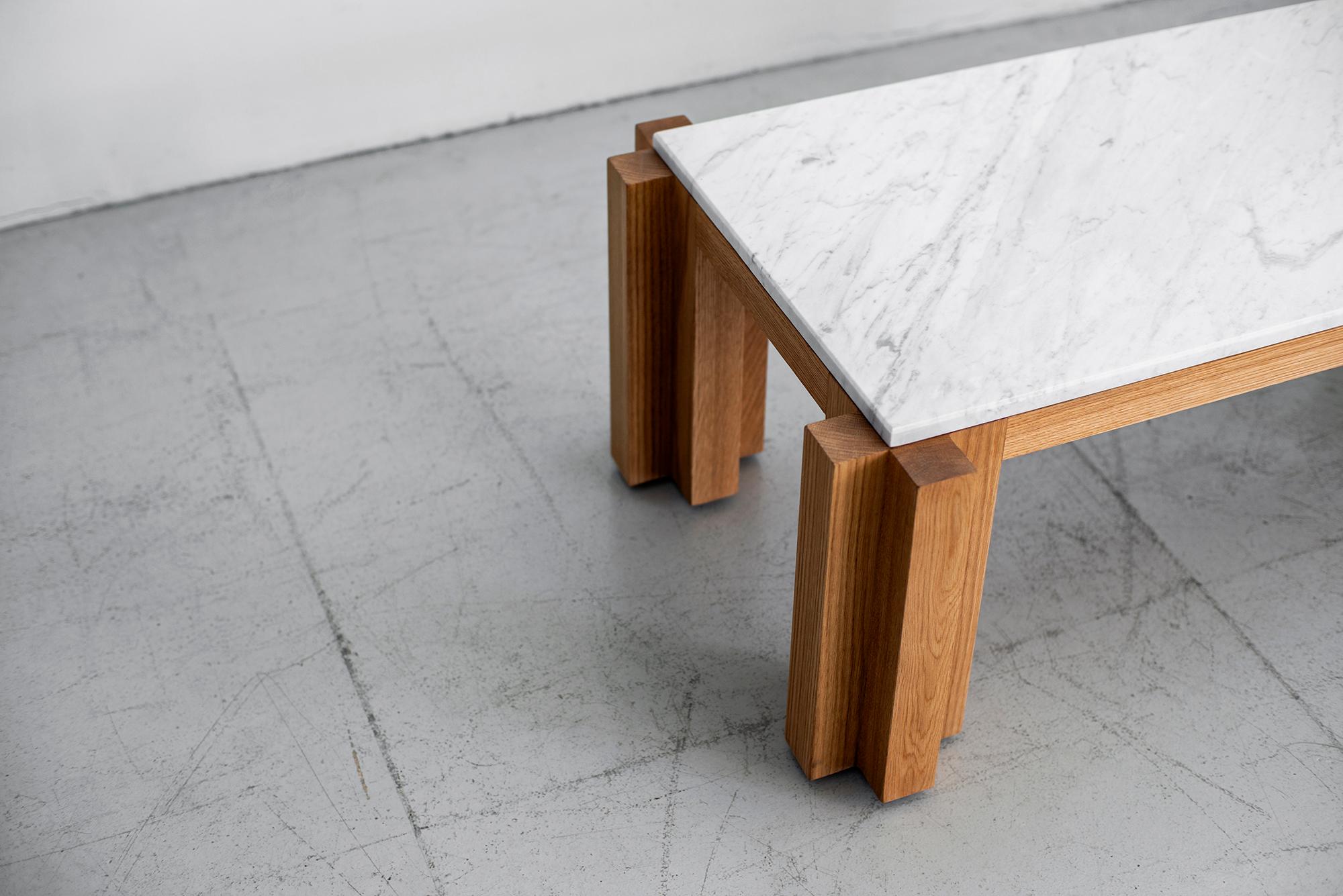 Contemporary Atelier Orange Oak and Marble Coffee Table