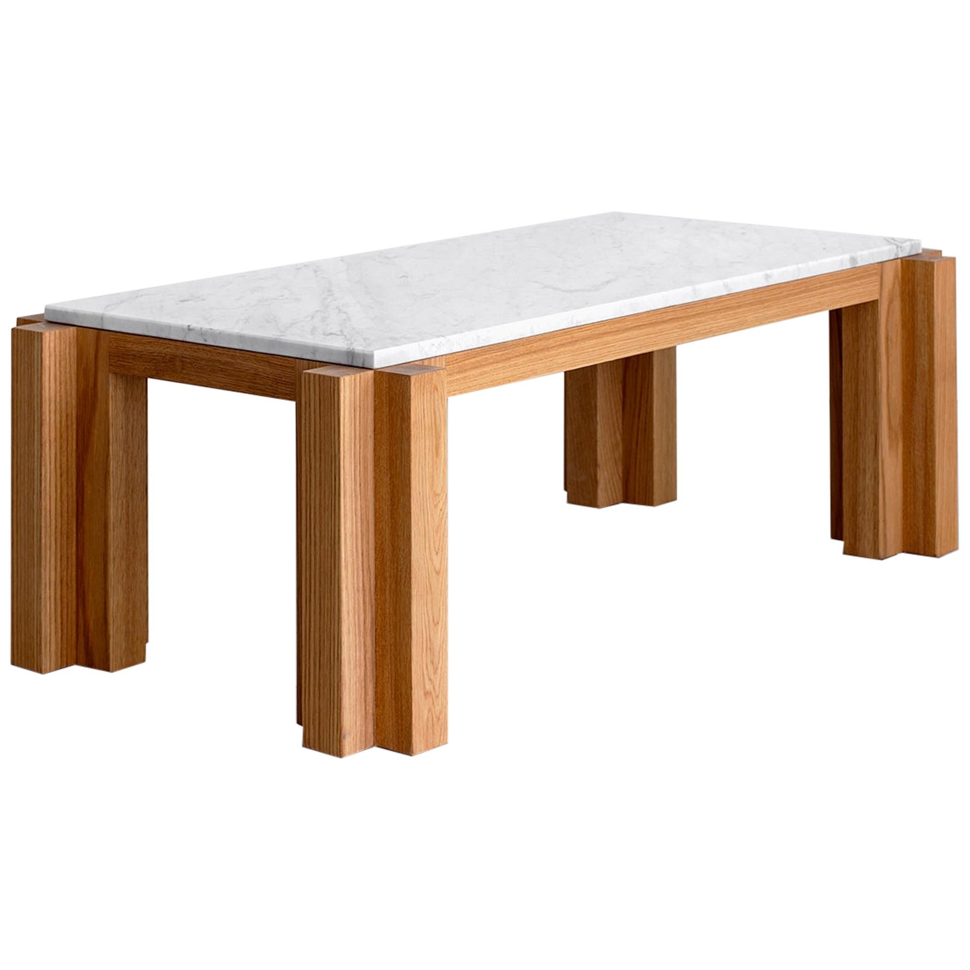 Atelier Orange Oak and Marble Coffee Table