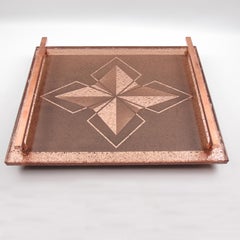 Atelier Pansart Art Deco Copper Mirrored Glass Serving Tray