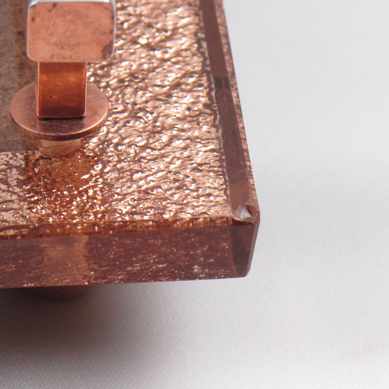 Métal Atelier Pansart Art Deco Copper Mirrored Glass Serving Tray en vente