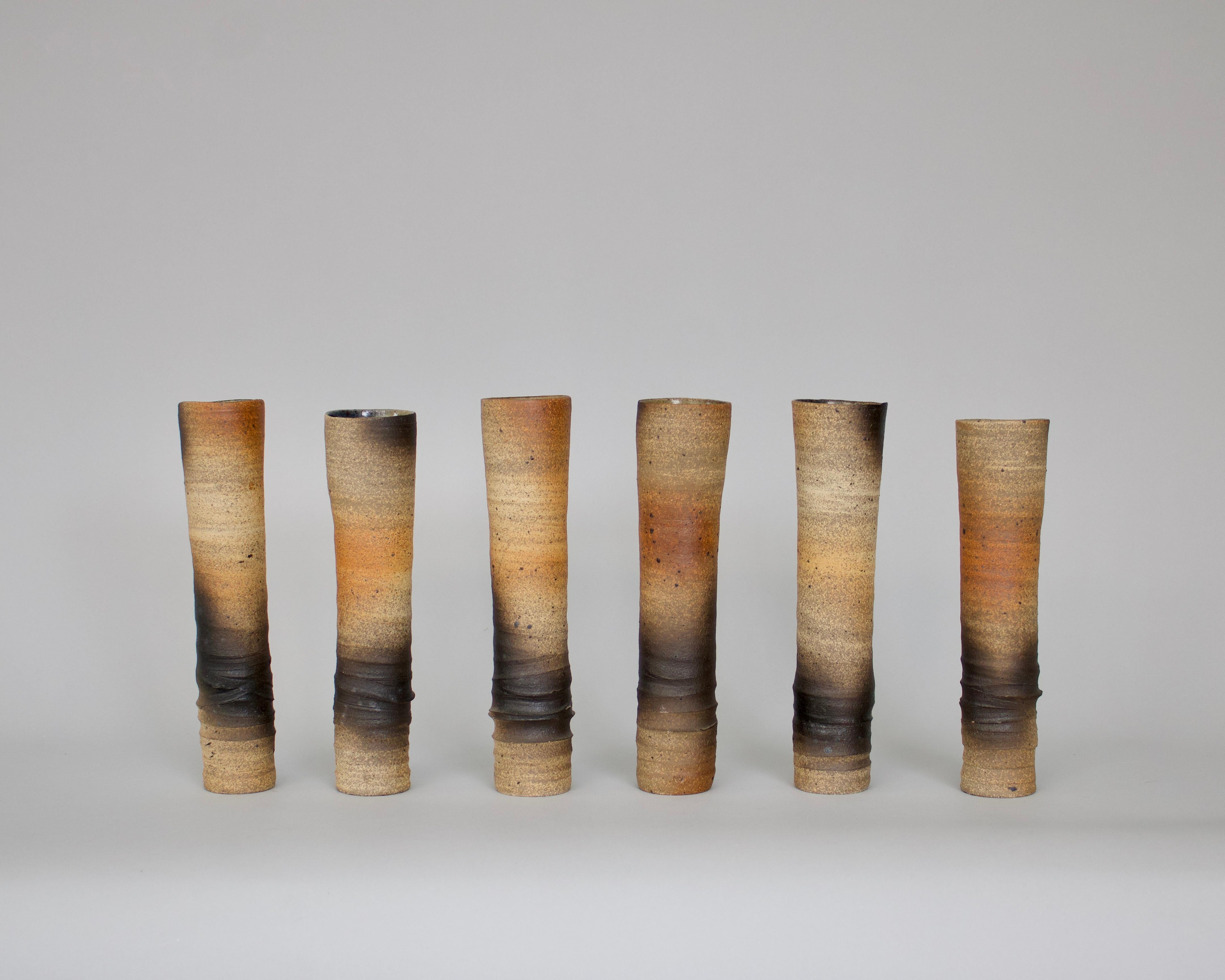 Mid-Century Modern Atelier Pelagres Stoneware Wood Fire Ceramic Vases France, Circa 1950 For Sale