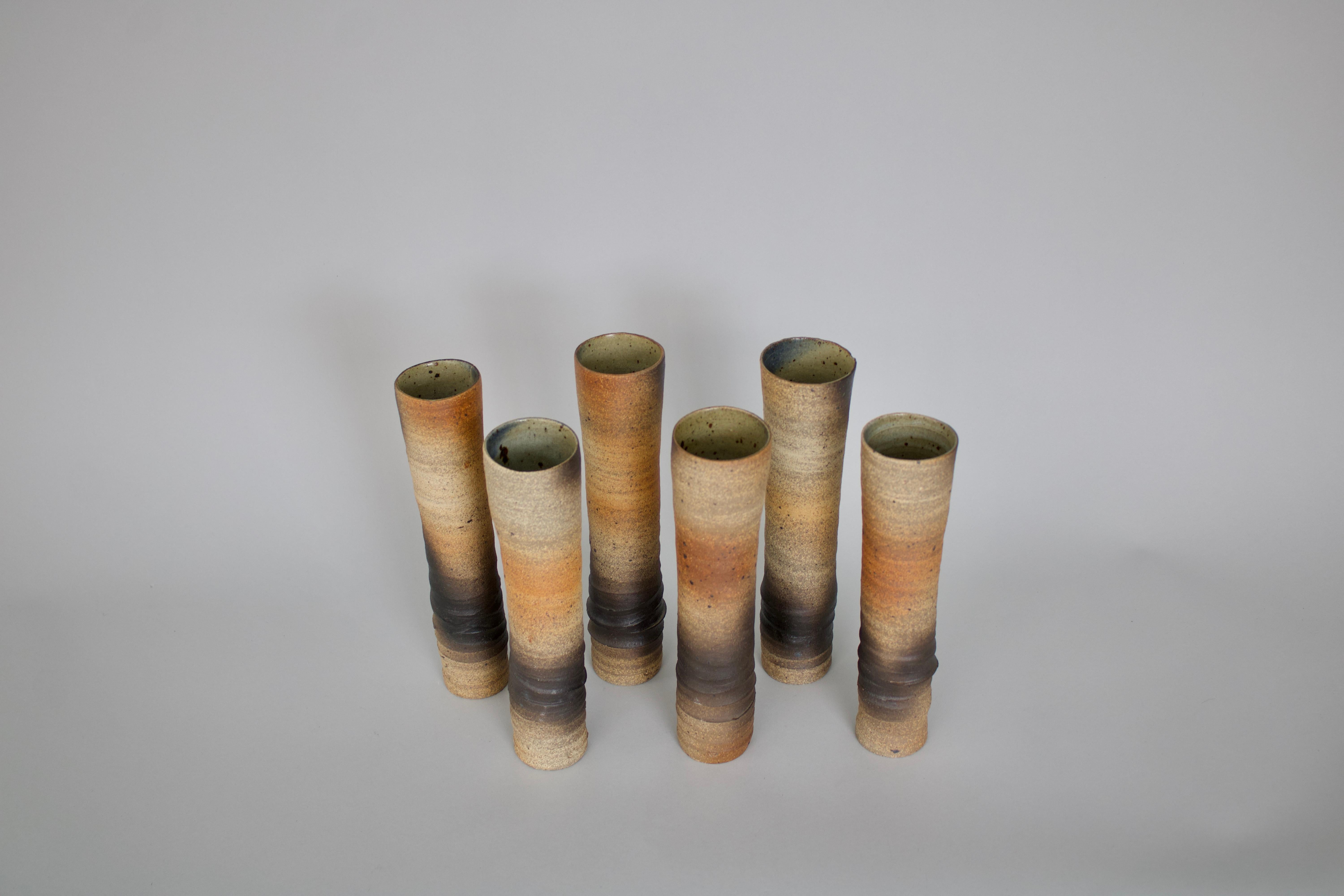 Atelier Pelagres Stoneware Wood Fire Ceramic Vases France, Circa 1950 For Sale 1