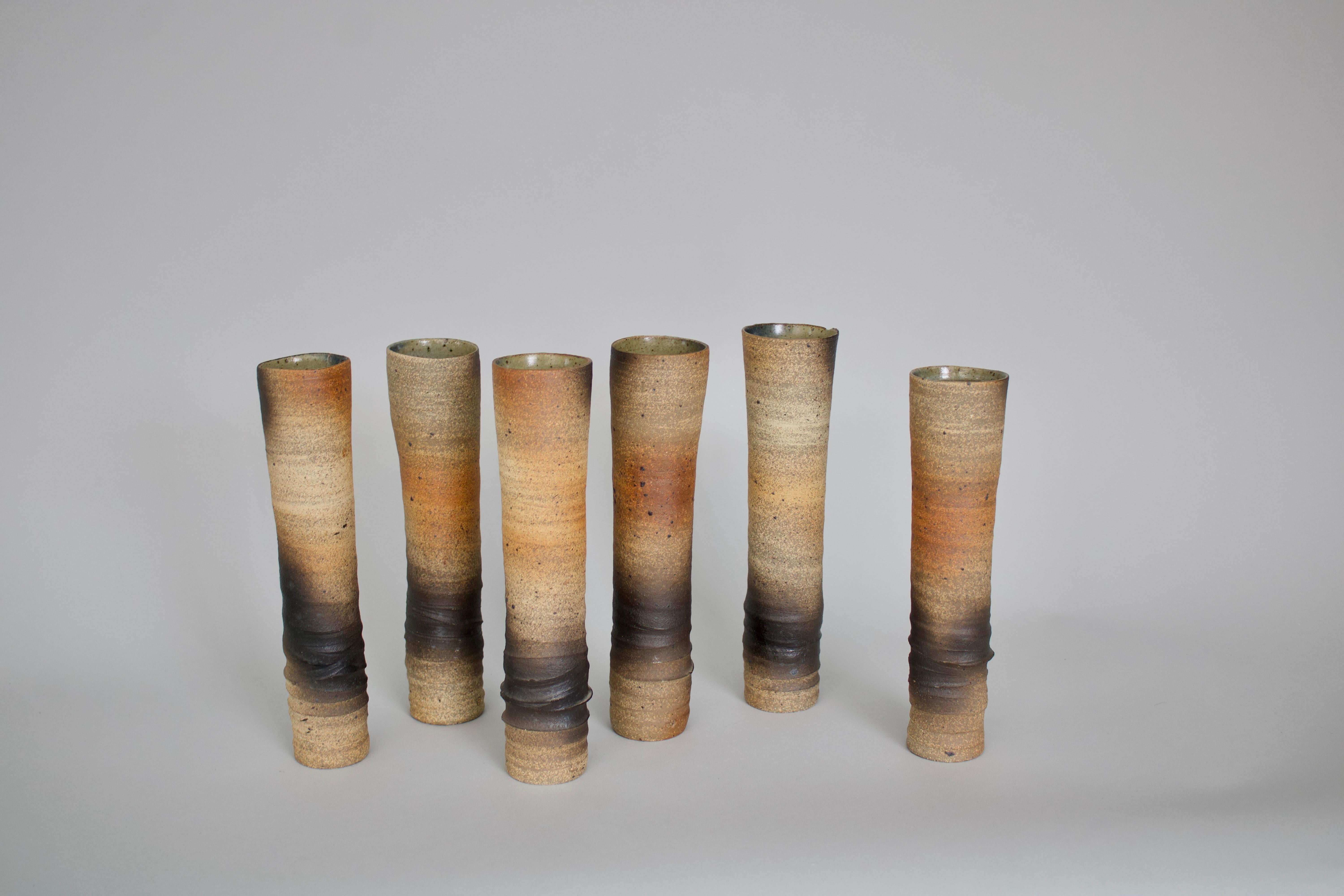 Atelier Pelagres Stoneware Wood Fire Ceramic Vases France, Circa 1950 For Sale 4