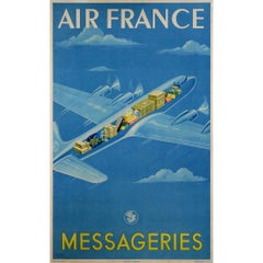 Vintage 1949 original poster by Atelier Perceval for Air France Airline Messageries