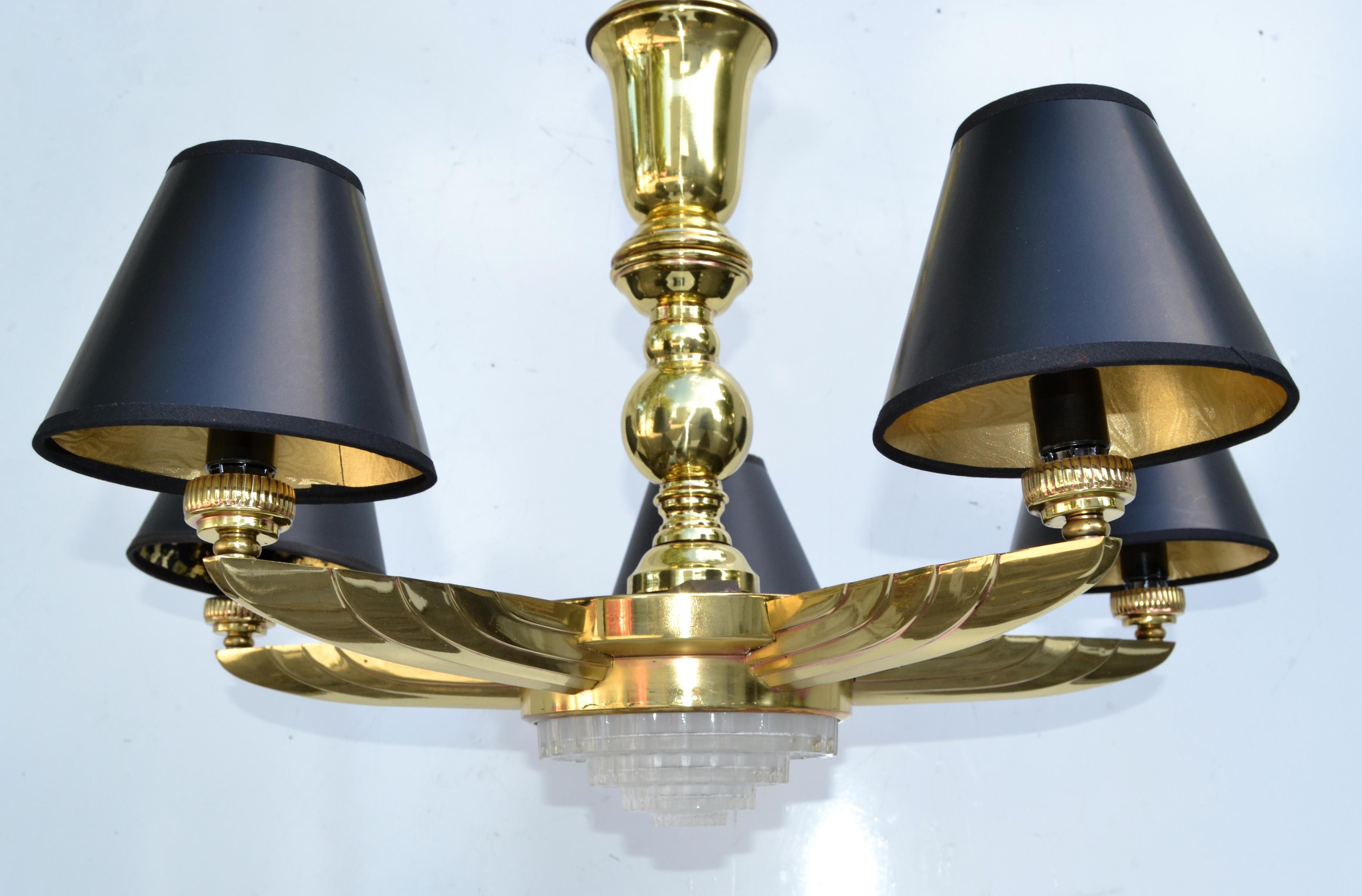 Atelier Petitot French Bronze & Brass 6 Light Round Chandelier Neoclassical For Sale 4