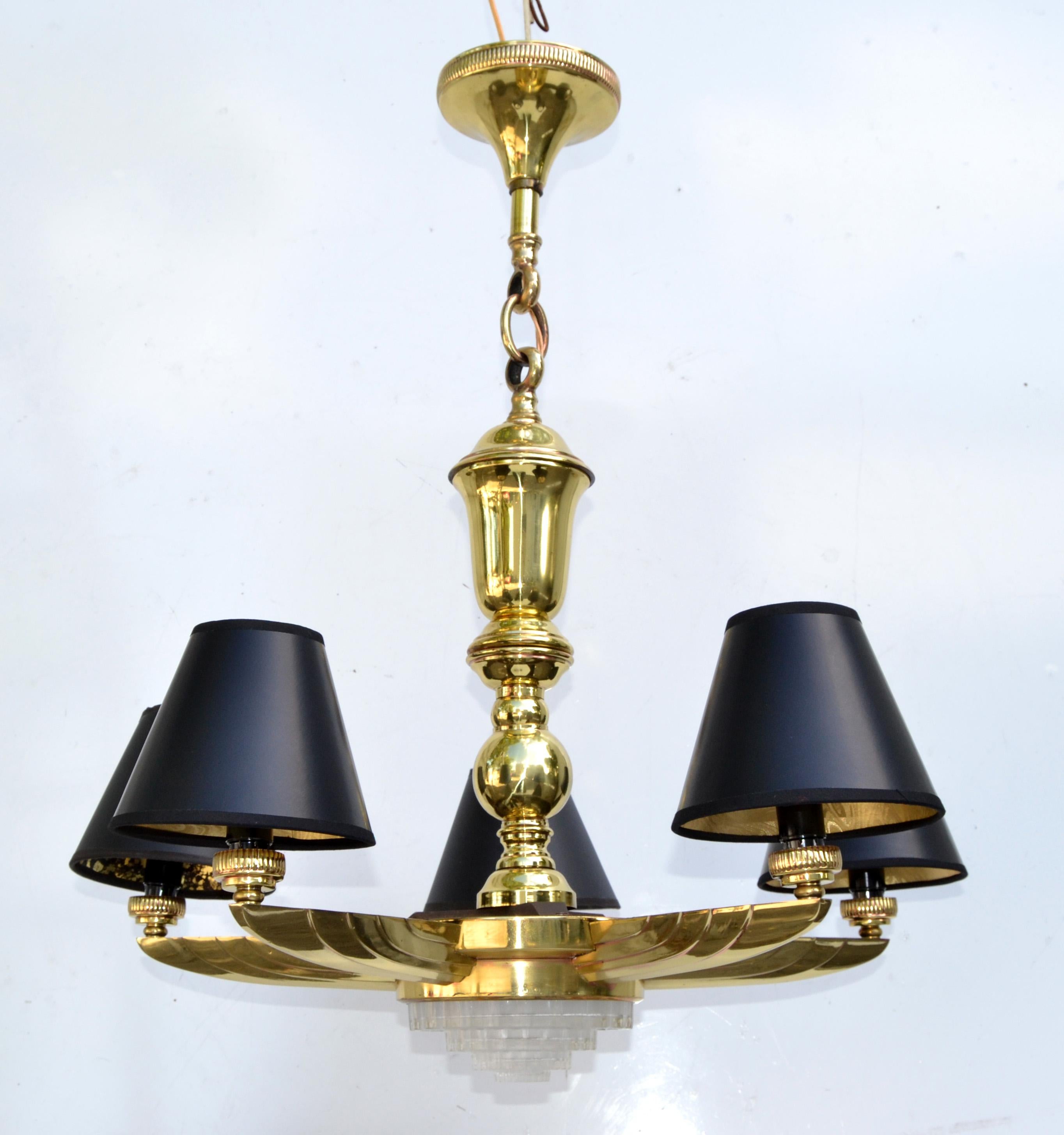 Cast Atelier Petitot French Bronze & Brass 6 Light Round Chandelier Neoclassical For Sale