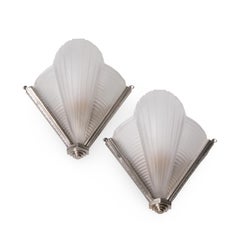 Atelier Petitot Signed French Art Deco Ribbed Wall Sconces - Pair