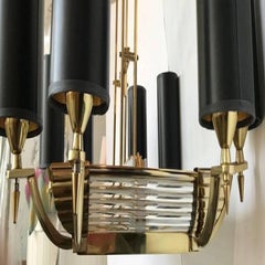 Atelier Petitot Twelve-Light Chandelier Brass Glass Neoclassical