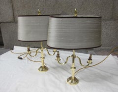 Atelier Pomone Pair of Polished Brass Midcentury Table Lamps, France, 1940