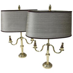 Atelier Pomone Pair of Polished Brass Midcentury Table Lamps, France, 1940