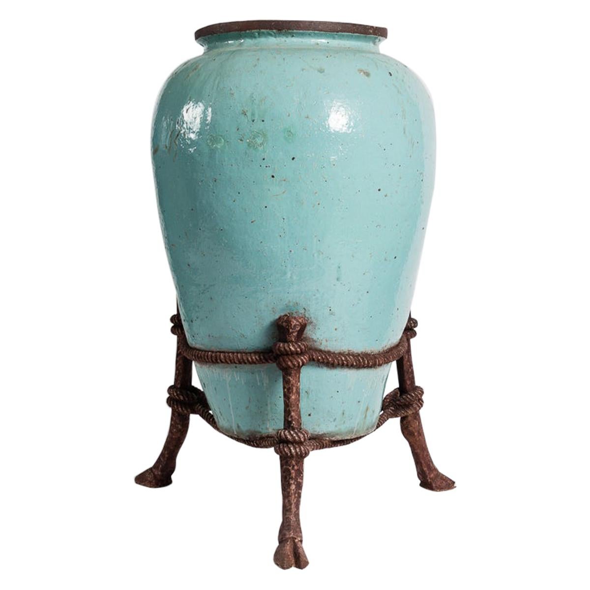 Atelier Saigon, Pair of Large Urns with Rope and Hoof Base Motifs, Vietnam For Sale