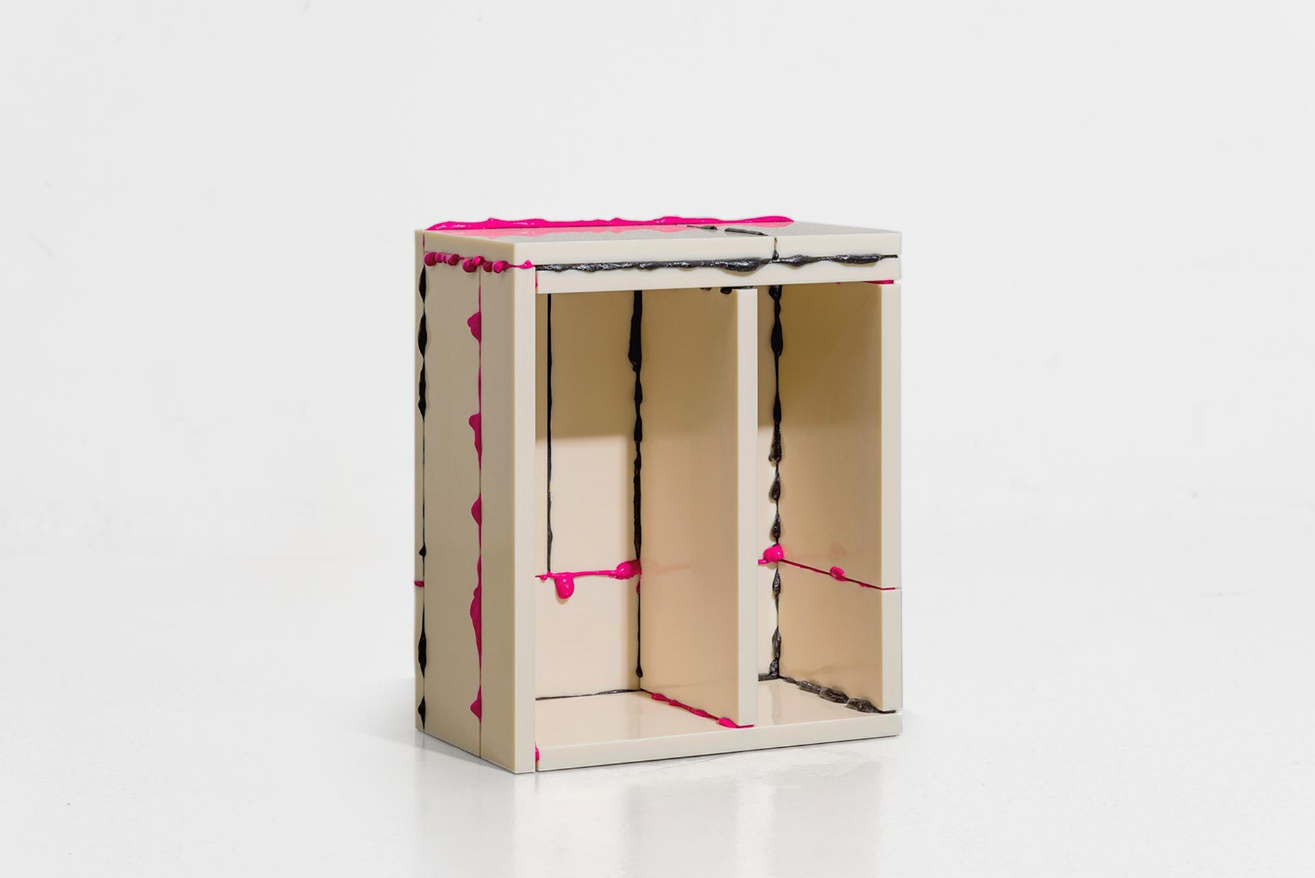 Korean Atelier Sohn Contemporary Plastic Pink Black Side Table from 