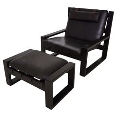 Atelier Sonja Wasseur Handmade Leather Lounge Chair and Ottoman Set, Netherlands