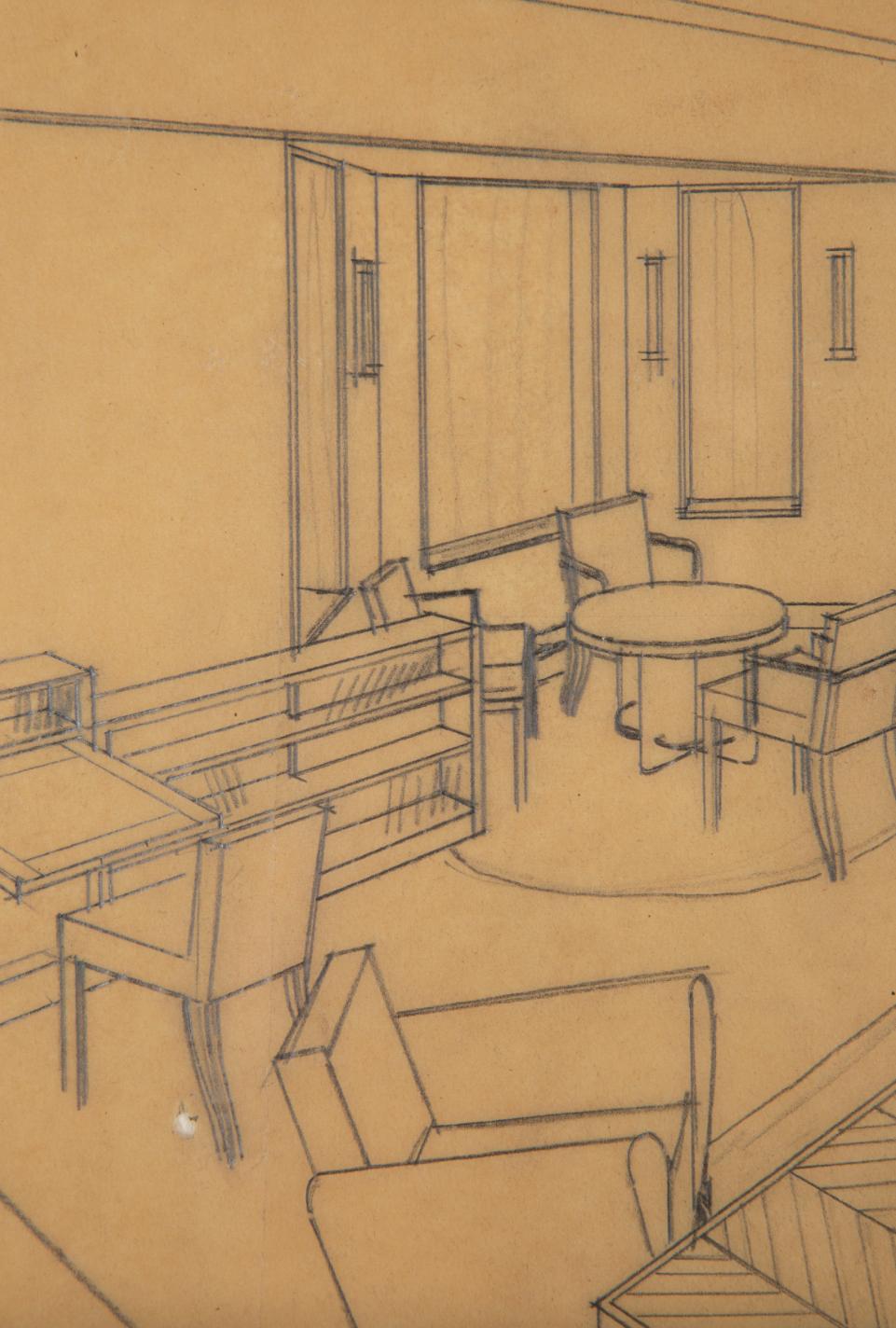 Atelier Thonet Paris, Set of Construction Drawings and Furnishing Concepts, 1930 14