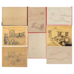Atelier Thonet Paris, Set of Construction Drawings and Furnishing Concepts, 1930