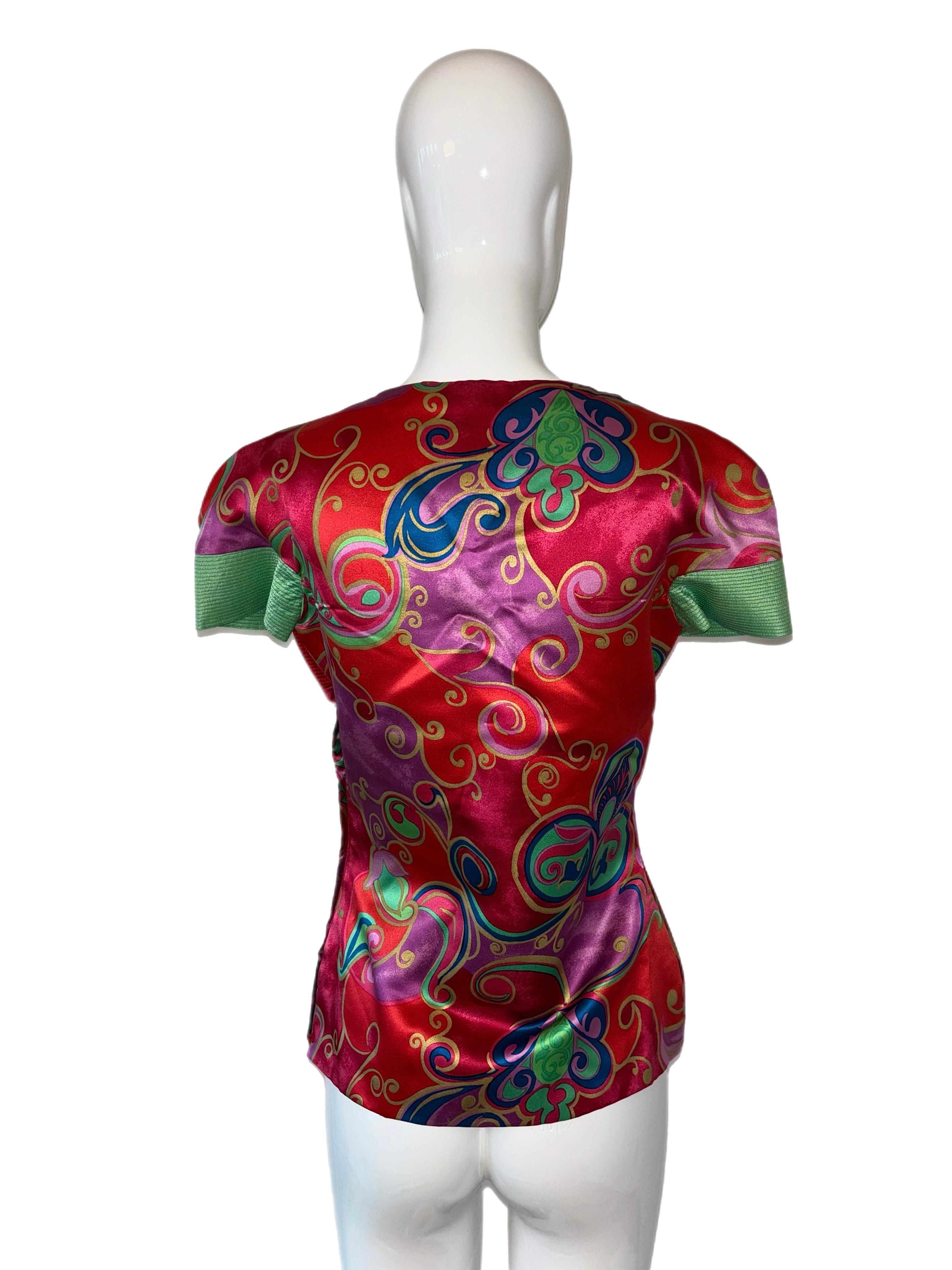 ATELIER VERSACE 1990 / 1991 Vintage Bluse aus Seide mit Druck Damen im Angebot