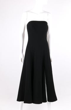 ATELIER VERSACE 1999 Black Strapless Boned A-line Front Slit Dress