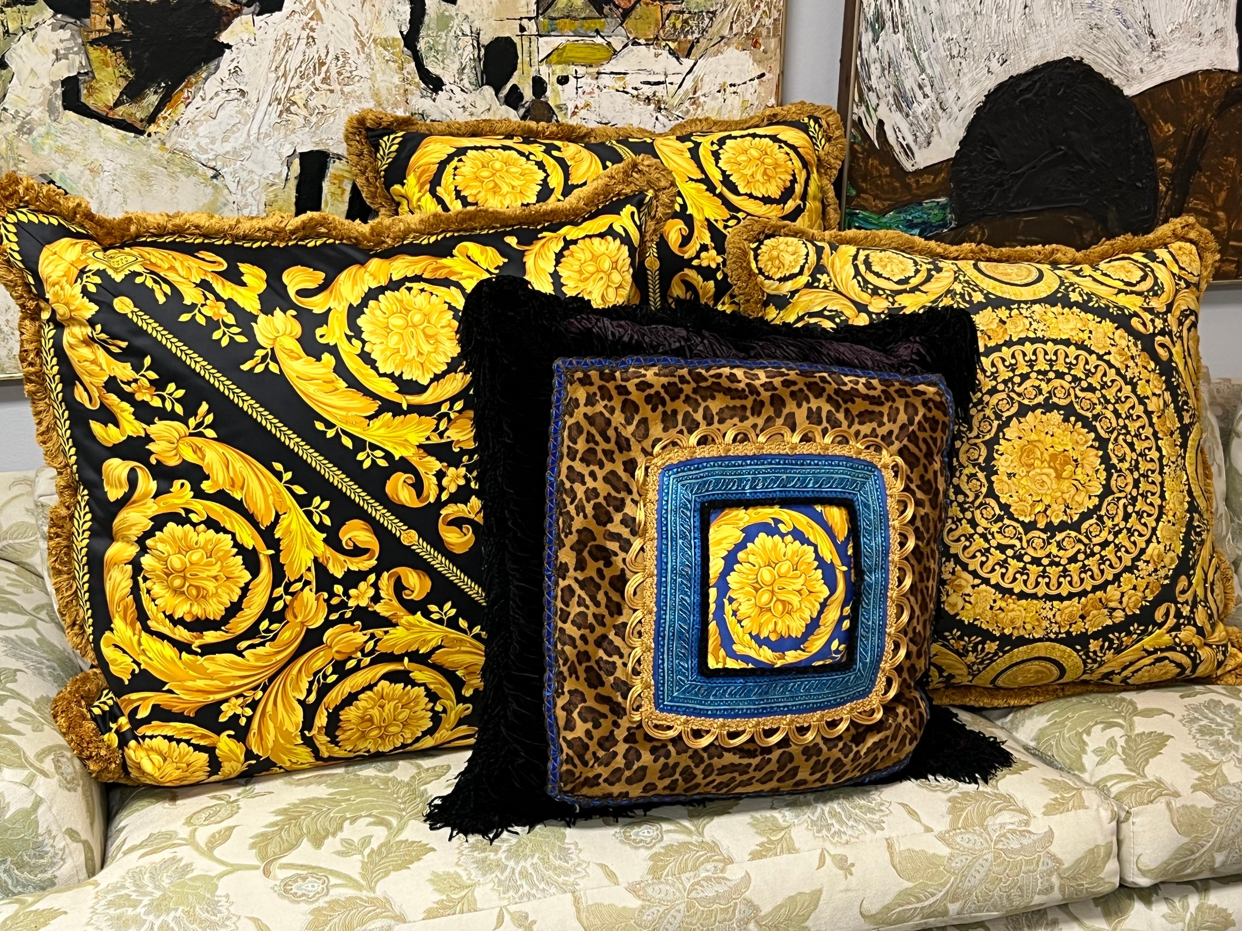 Italian Atelier Versace 4 Large Vintage Pillows For Sale