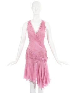 Atelier Versace baby pink silk pleated mini evening dress, ss 2004