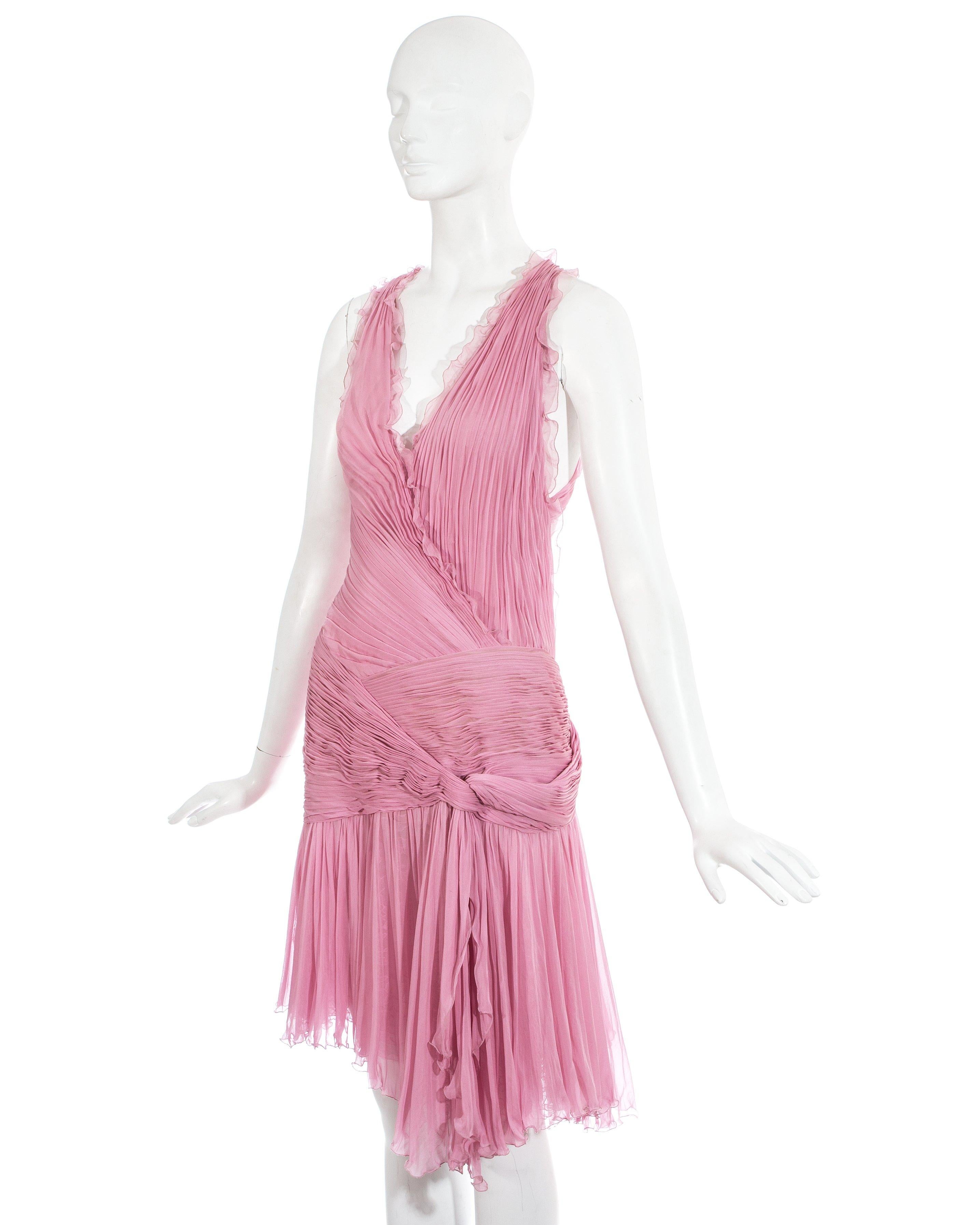 Pink Atelier Versace baby pink silk pleated mini evening dress, ss 2004