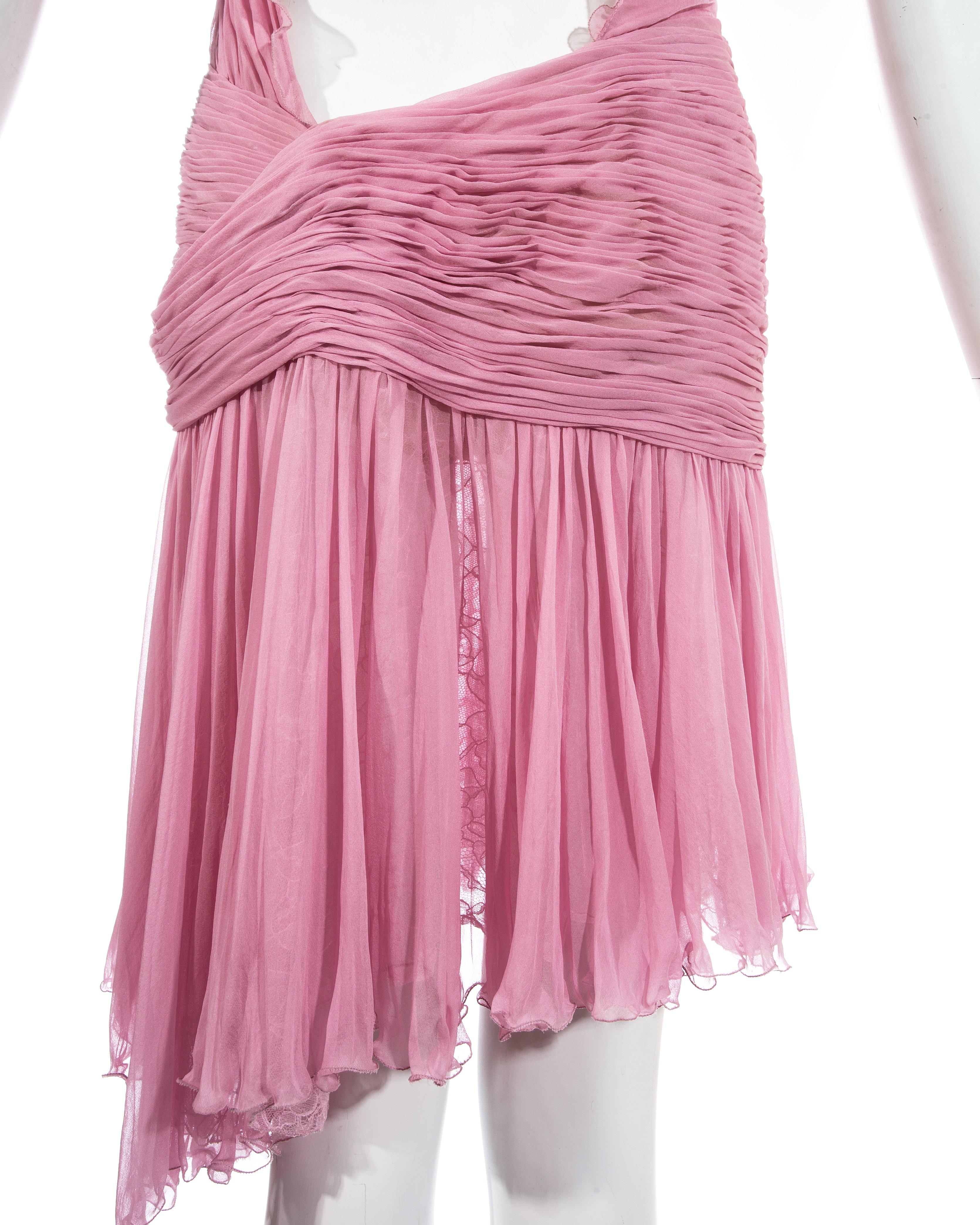 Women's Atelier Versace baby pink silk pleated mini evening dress, ss 2004
