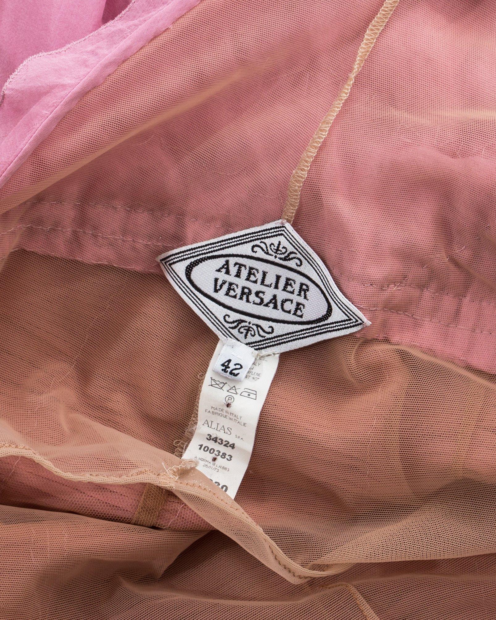 Atelier Versace baby pink silk pleated mini evening dress, ss 2004 1