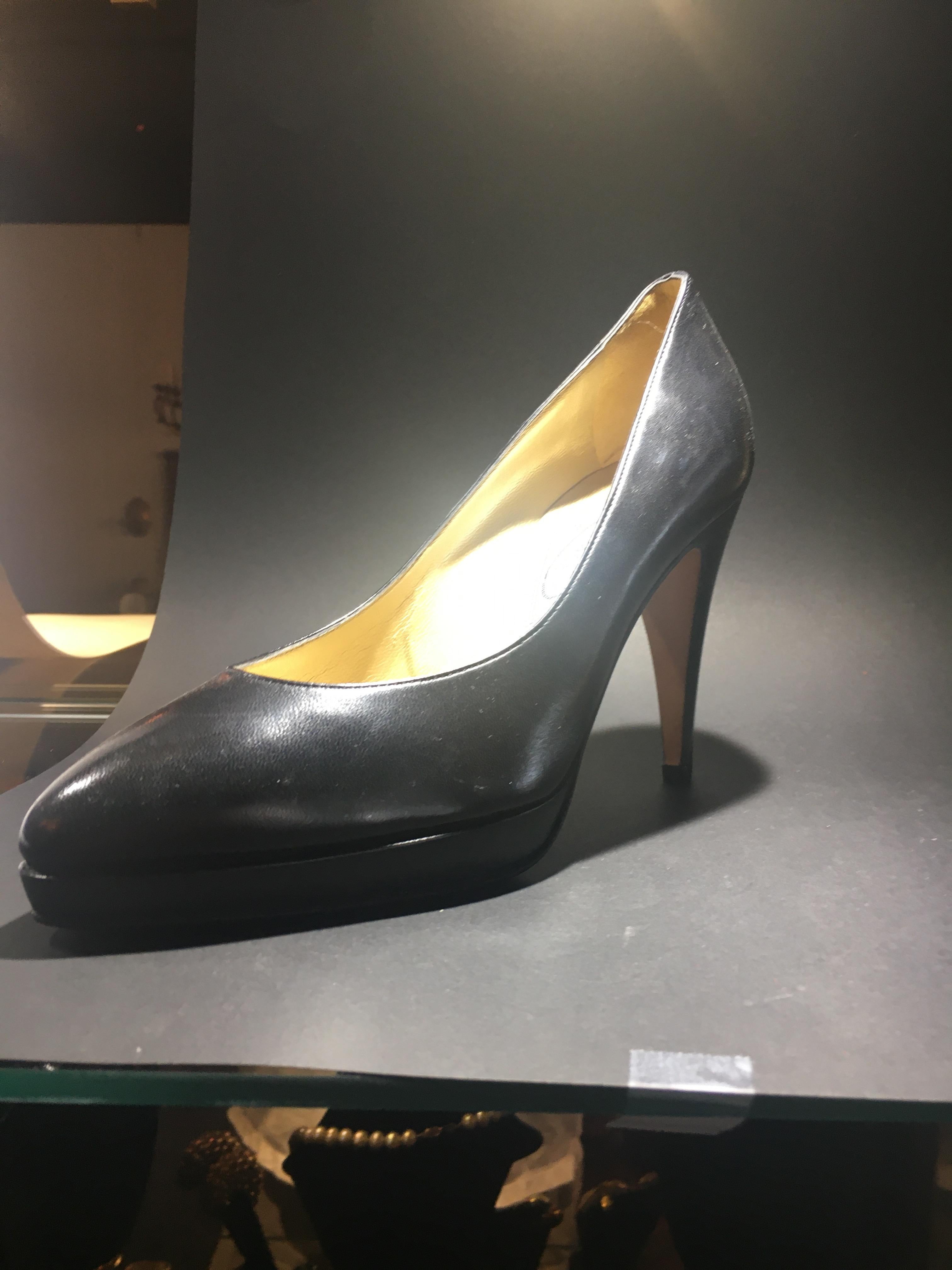 Atelier Versace Black Leather High Heels, Never Worn Size 7 1