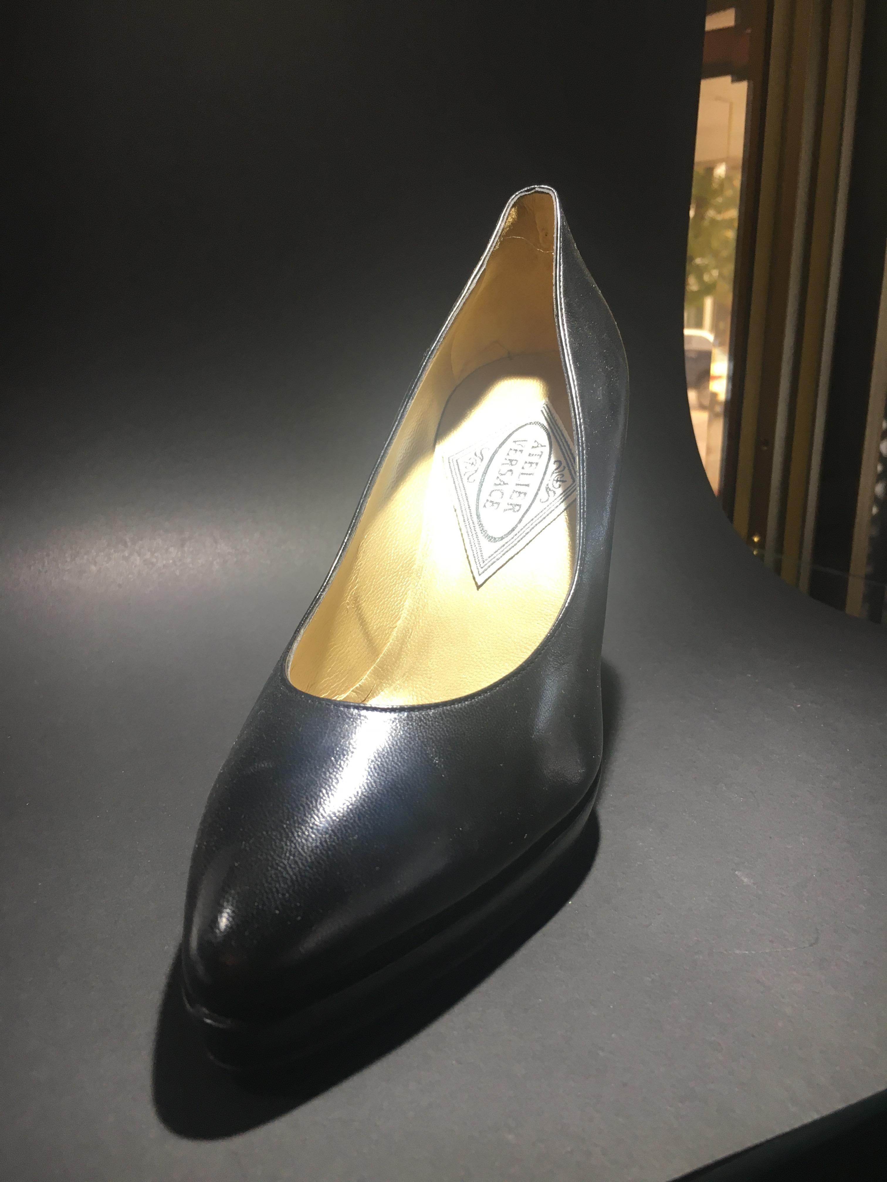 Atelier Versace Black Leather High Heels, Never Worn Size 7 2