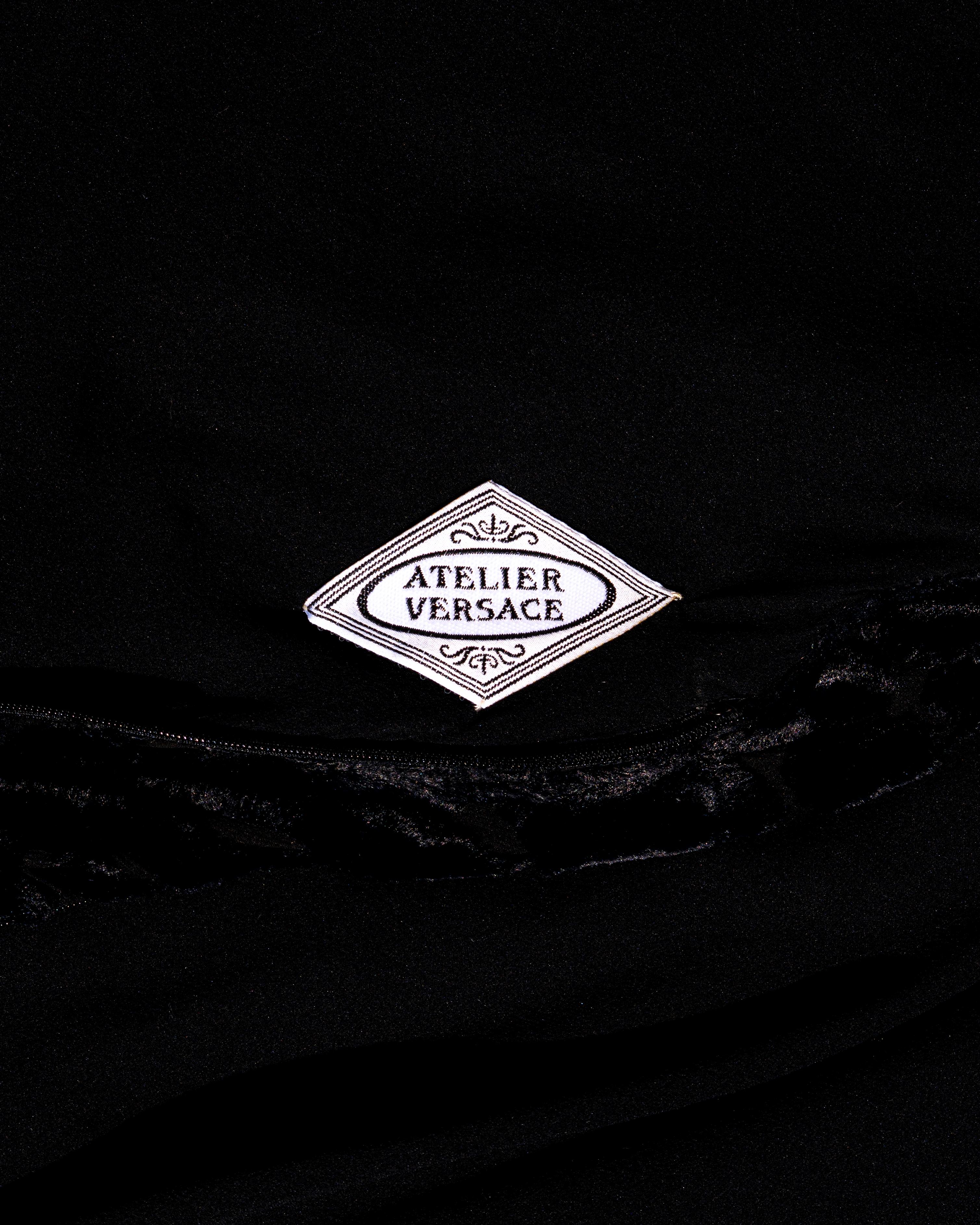 Atelier Versace black silk velvet devoré cowl neck evening dress, fw 1999 For Sale 2