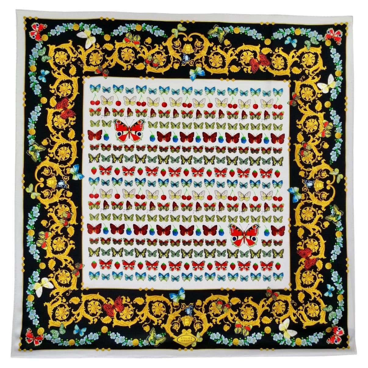 ATELIER VERSACE butterfly silk scarf Spring/Summer 1995 For Sale at 1stDibs