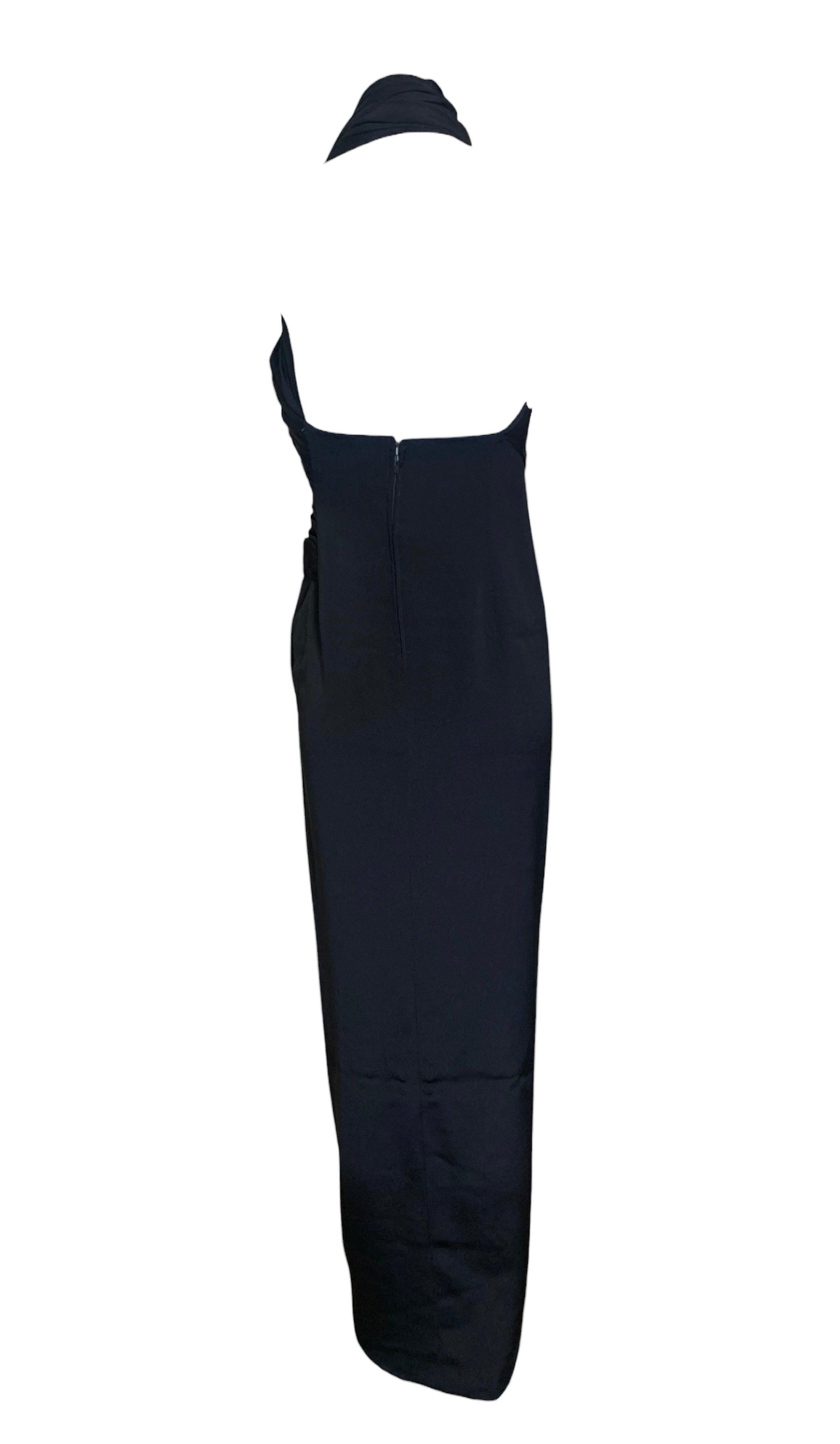 Atelier Versace by Gianni Versace Black Silk Goddess Halter Gown, 1990s In Excellent Condition For Sale In Los Angeles, CA