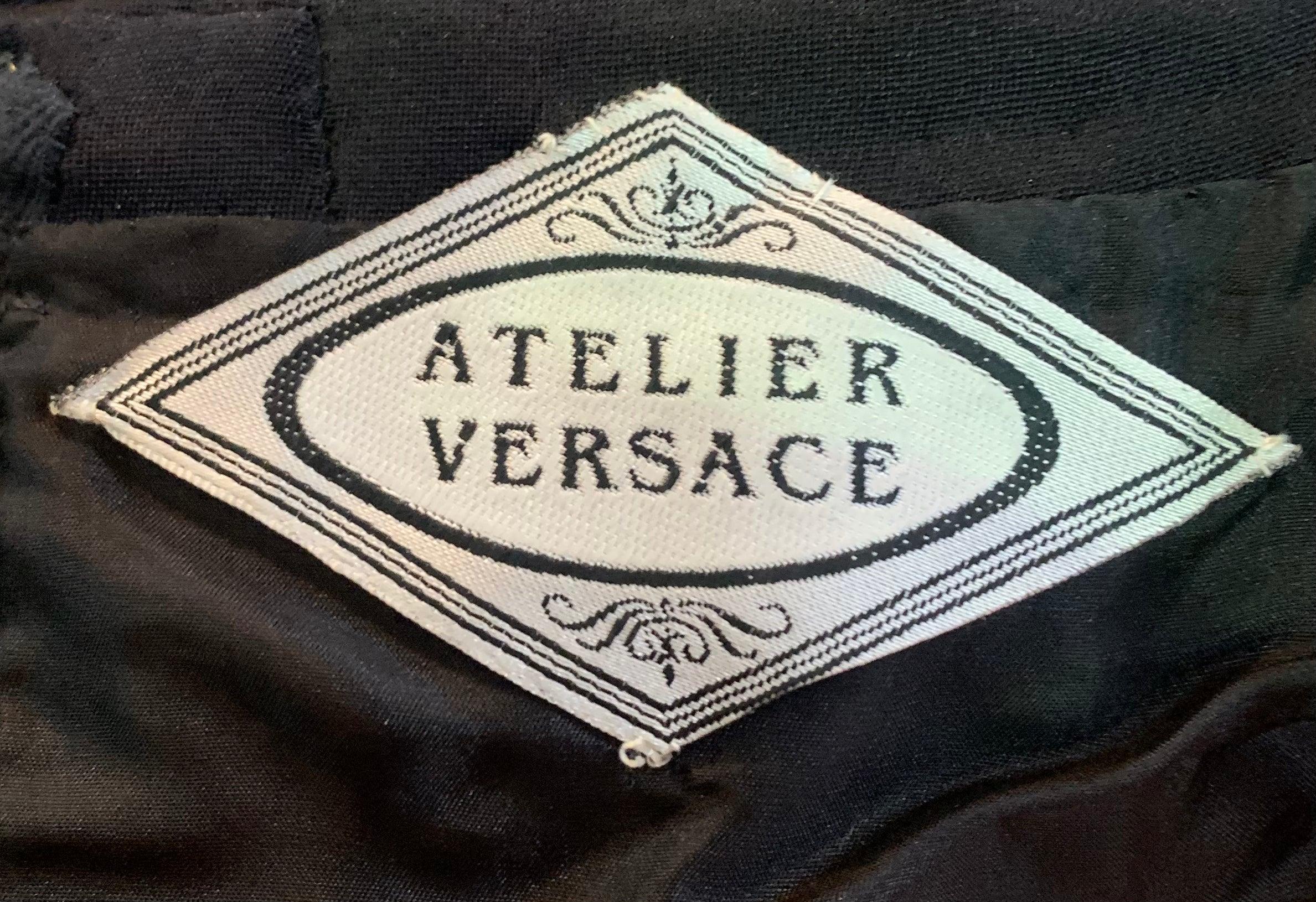 Women's Atelier Versace by Gianni Versace Black Silk Goddess Halter Gown, 1990s For Sale