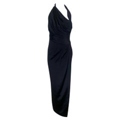 Vintage Atelier Versace by Gianni Versace Black Silk Goddess Halter Gown, 1990s