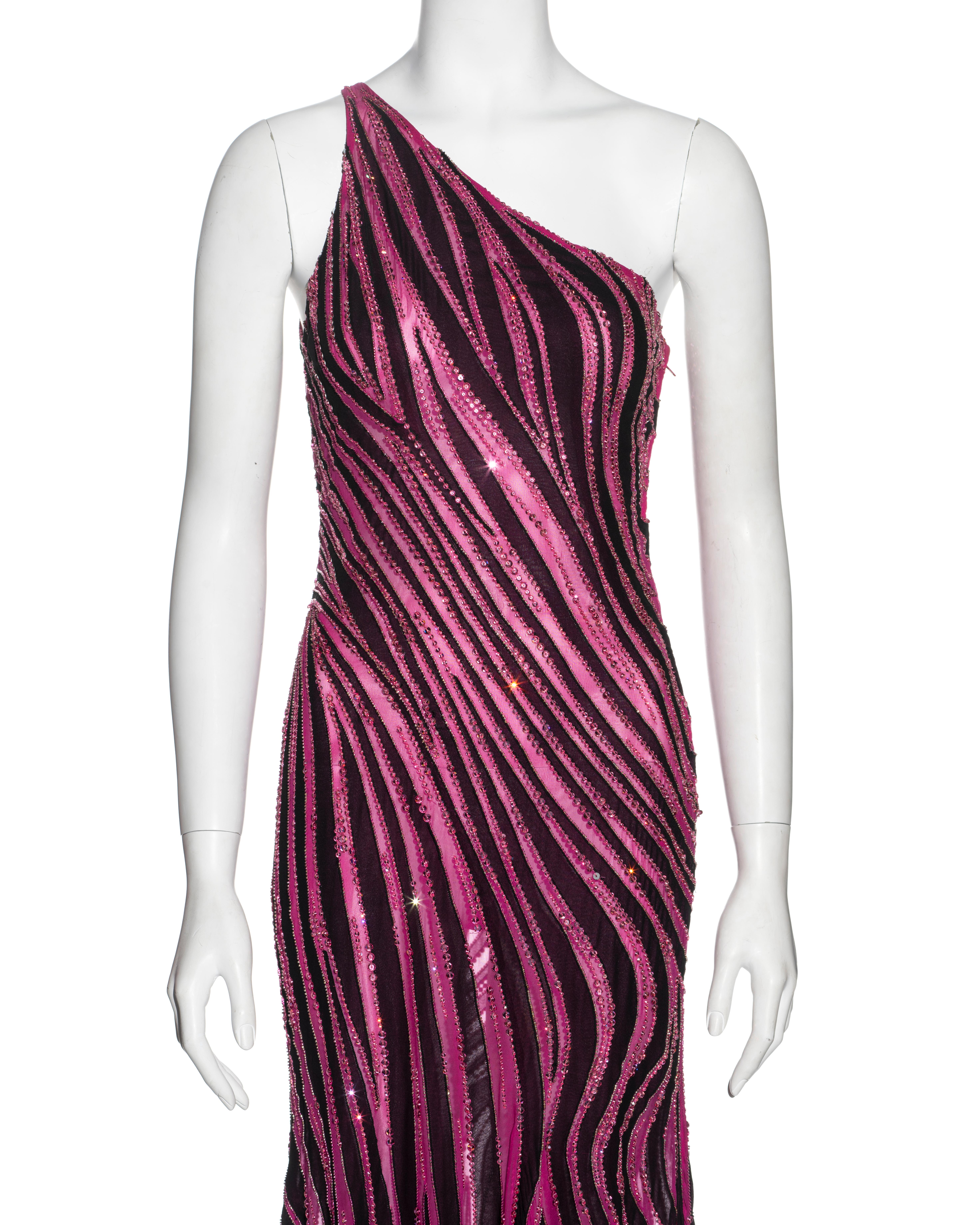 Noir Atelier Versace Couture pink and black embellished evening dress, ss 2001 en vente