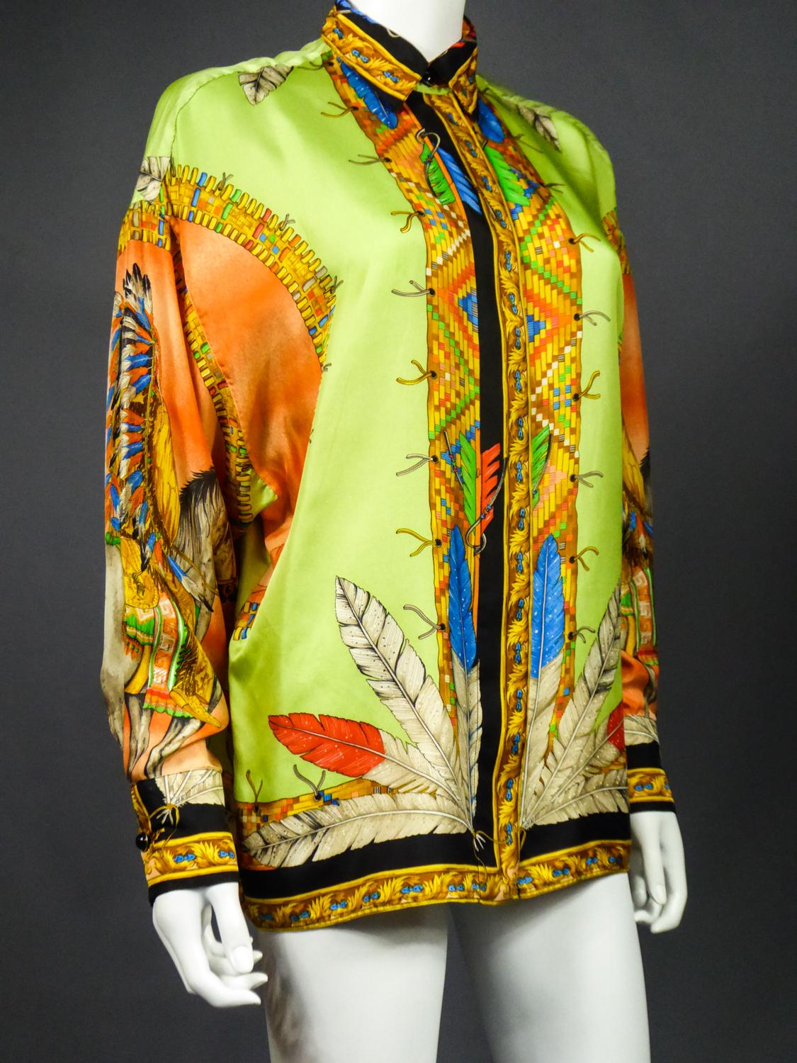 Atelier Versace Couture Printed Silk Shirt Circa 2004 For Sale 2