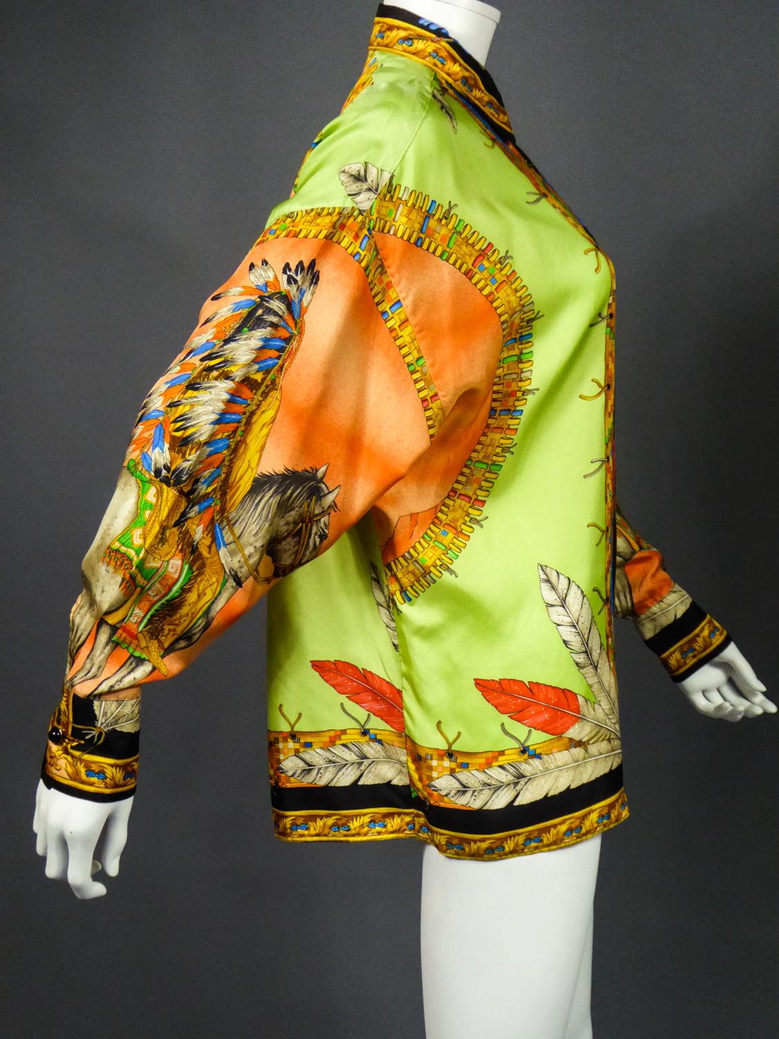 Atelier Versace Couture Printed Silk Shirt Circa 2004 For Sale 7
