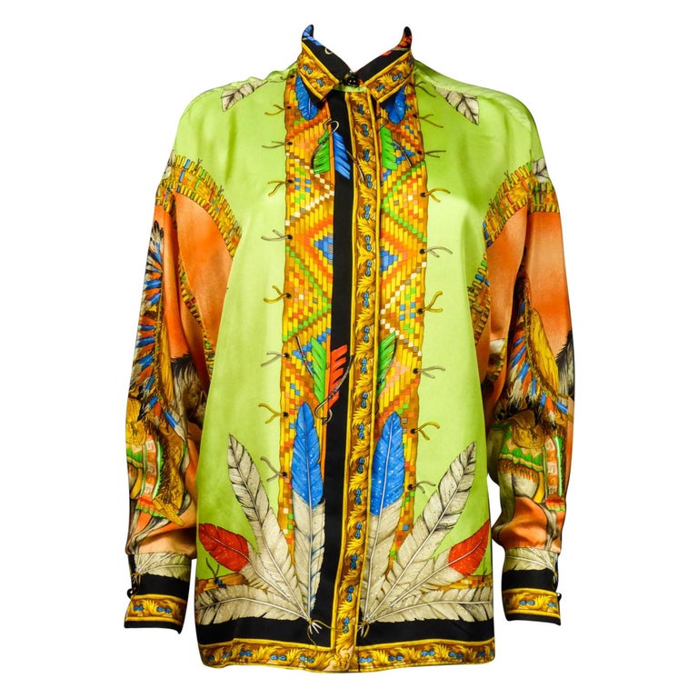 Atelier Versace Couture Printed Silk Shirt Circa 2004 For Sale at 