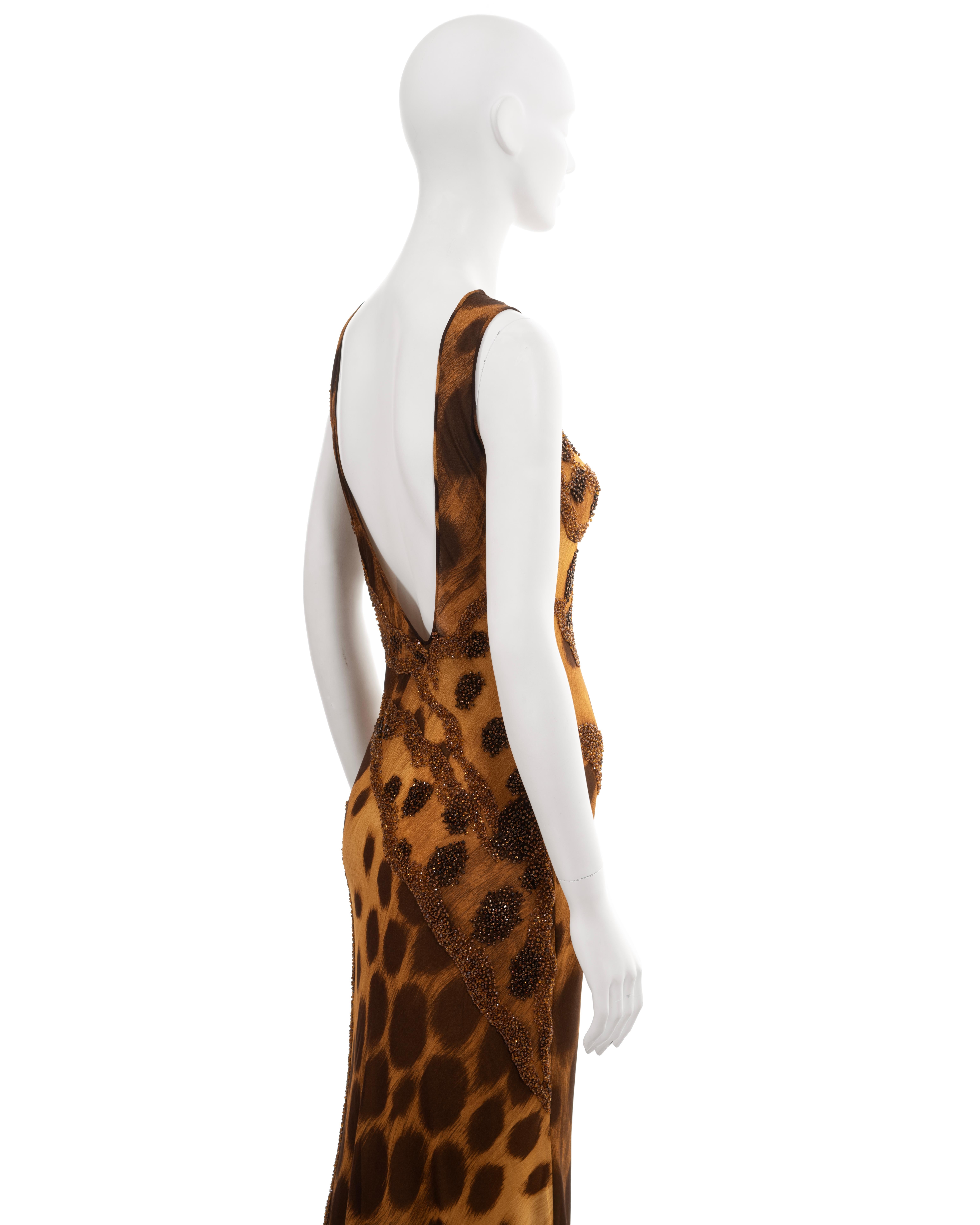 Atelier Versace Couture silk evening dress with beaded cheetah print, fw 1996 For Sale 6