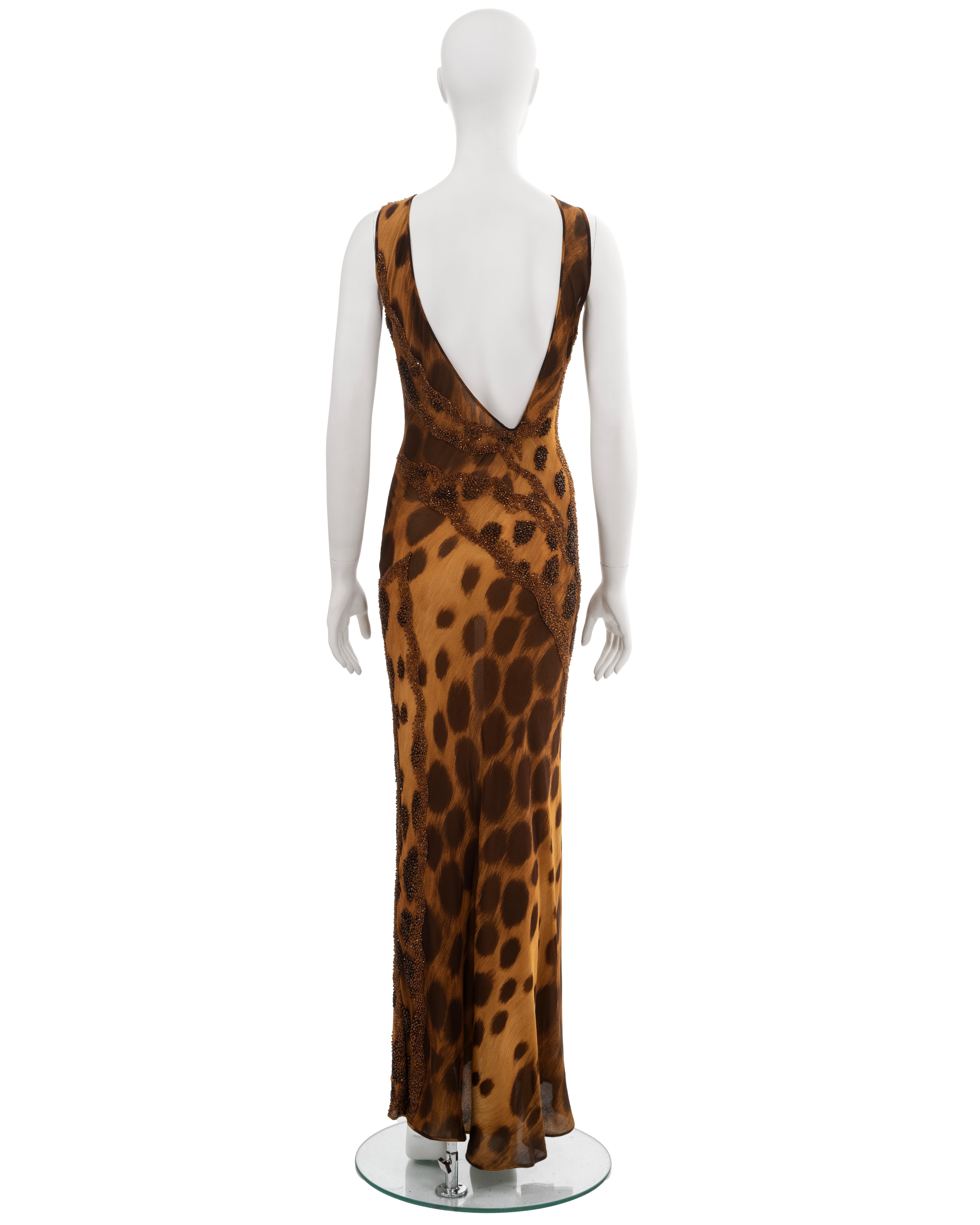 Atelier Versace Couture silk evening dress with beaded cheetah print, fw 1996 For Sale 8