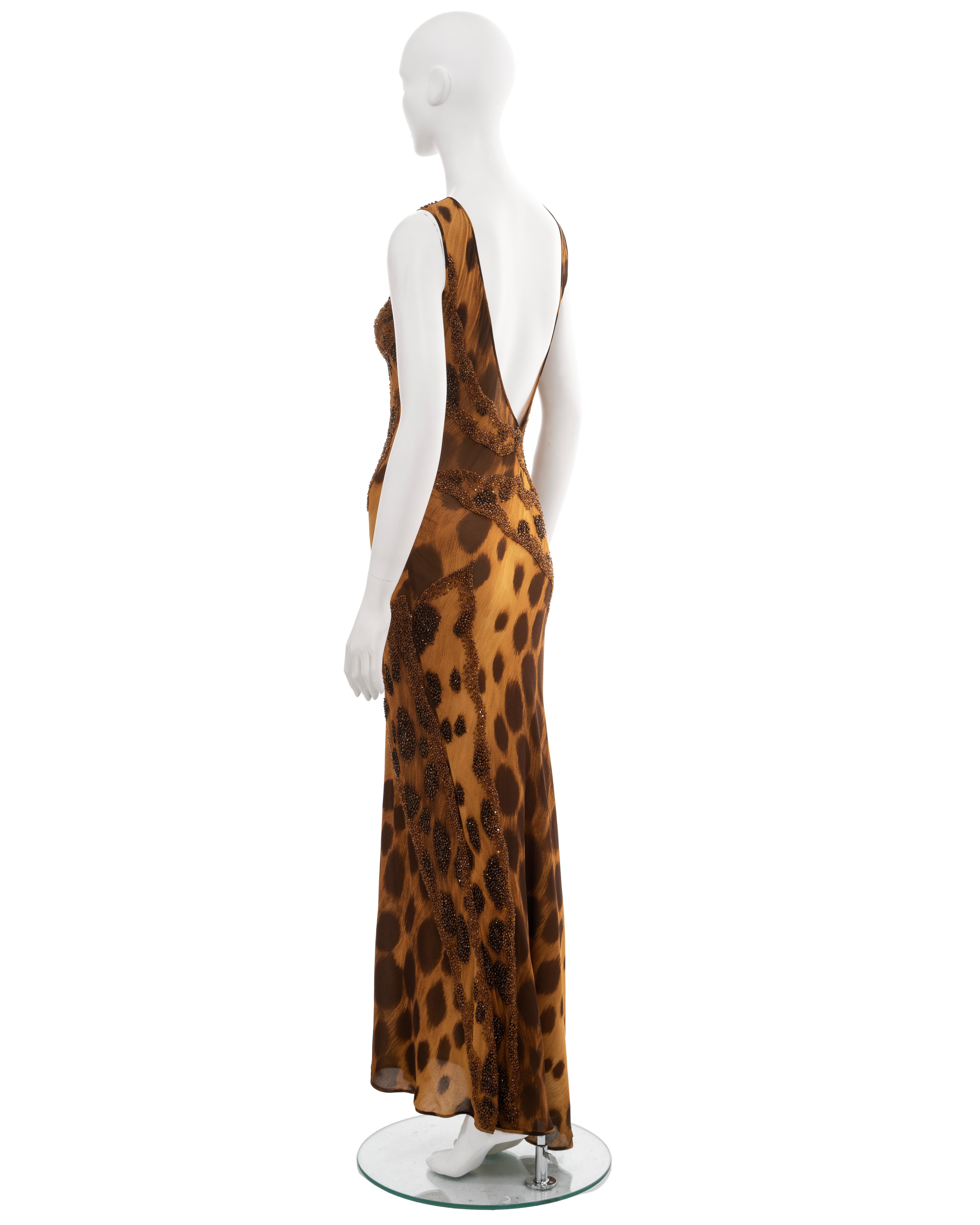 Atelier Versace Couture silk evening dress with beaded cheetah print, fw 1996 For Sale 10