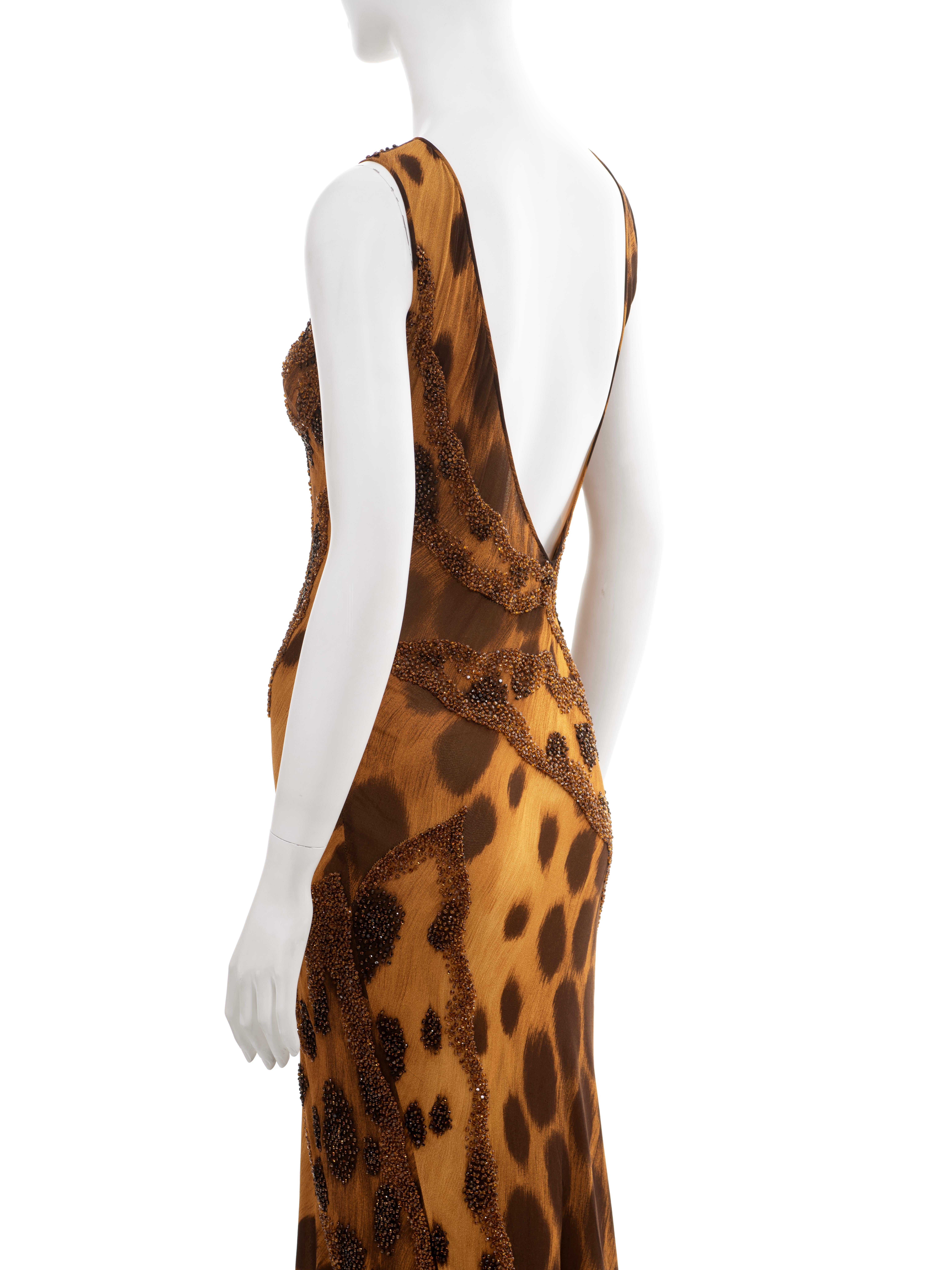 Atelier Versace Couture silk evening dress with beaded cheetah print, fw 1996 For Sale 11
