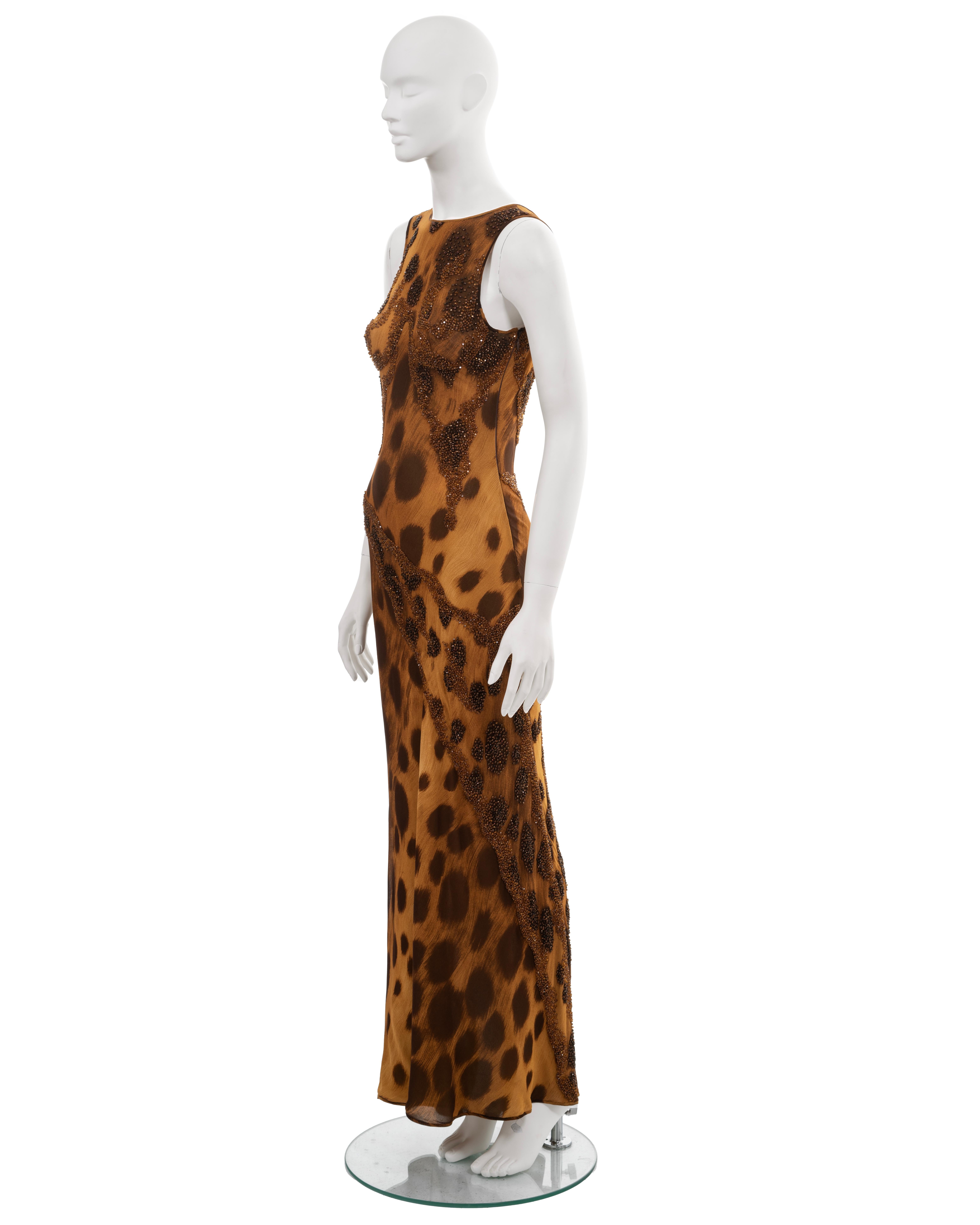 Atelier Versace Couture silk evening dress with beaded cheetah print, fw 1996 12
